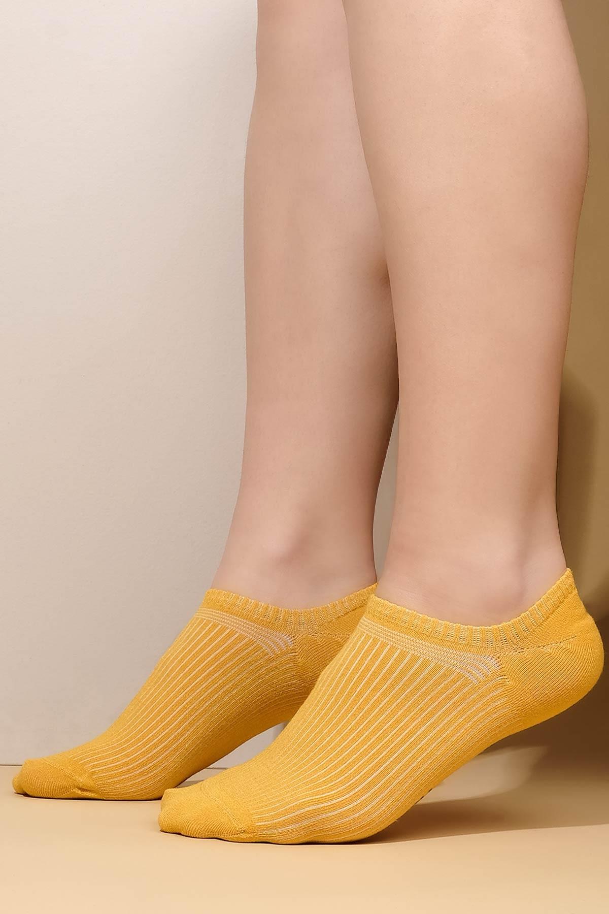 Mısırlı Kadın Bambu Tekli Sarı Yazlık No Show Çorap  M 72350 SR