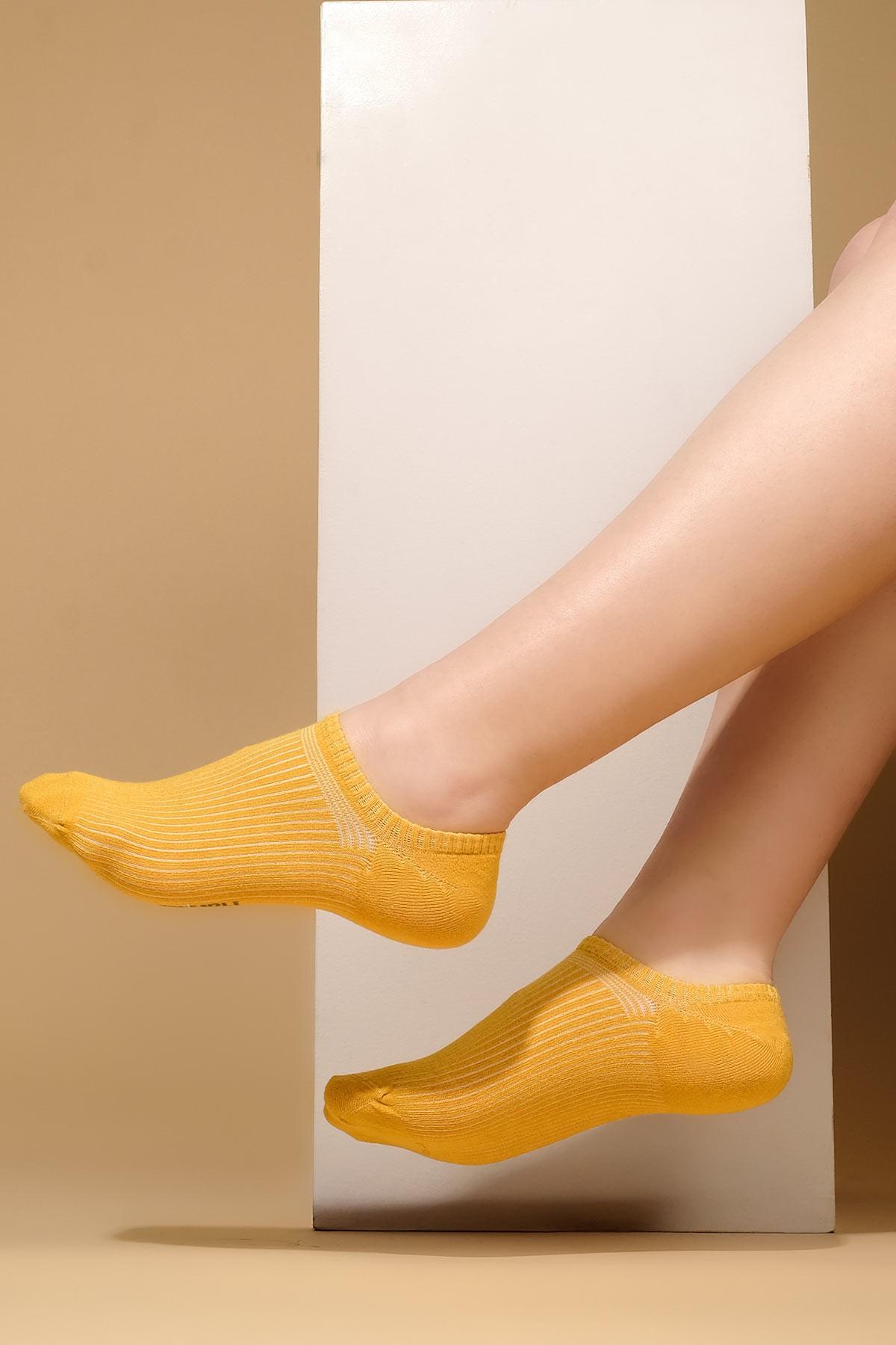 Mısırlı Kadın Bambu Tekli Sarı Yazlık No Show Çorap  M 72350 SR