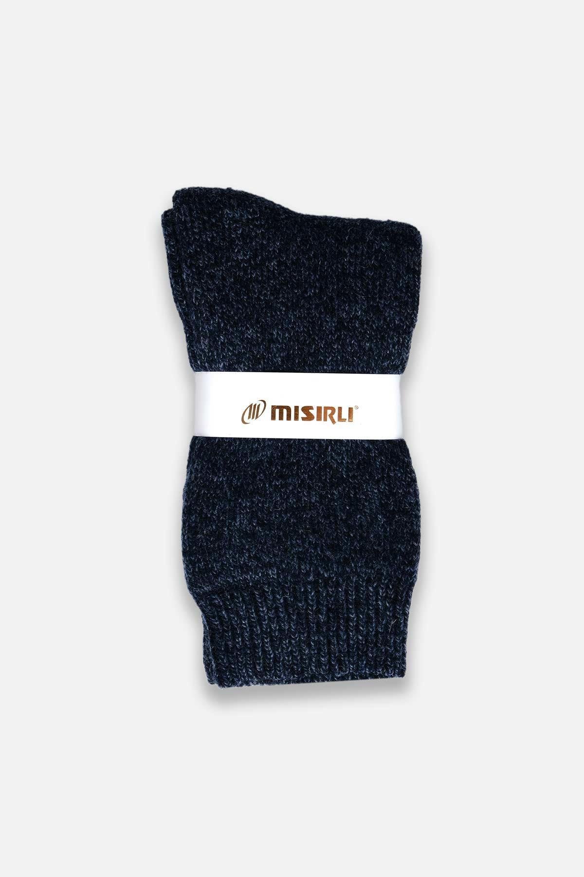 Mısırlı Kadın Norweger Merino Yünü Kışlık Tekli Lacivert Soket Bot Çorabı