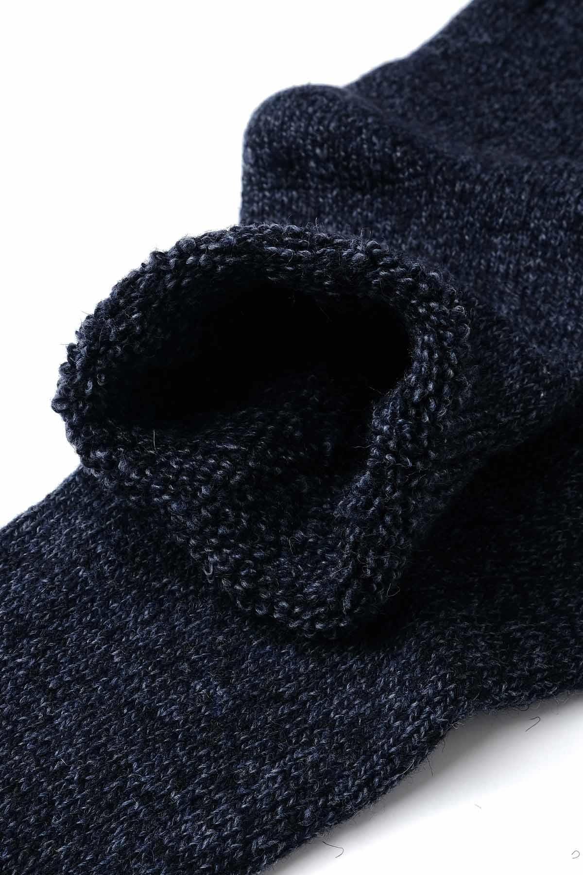 Mısırlı Kadın Norweger Merino Yünü Kışlık Tekli Lacivert Soket Bot Çorabı