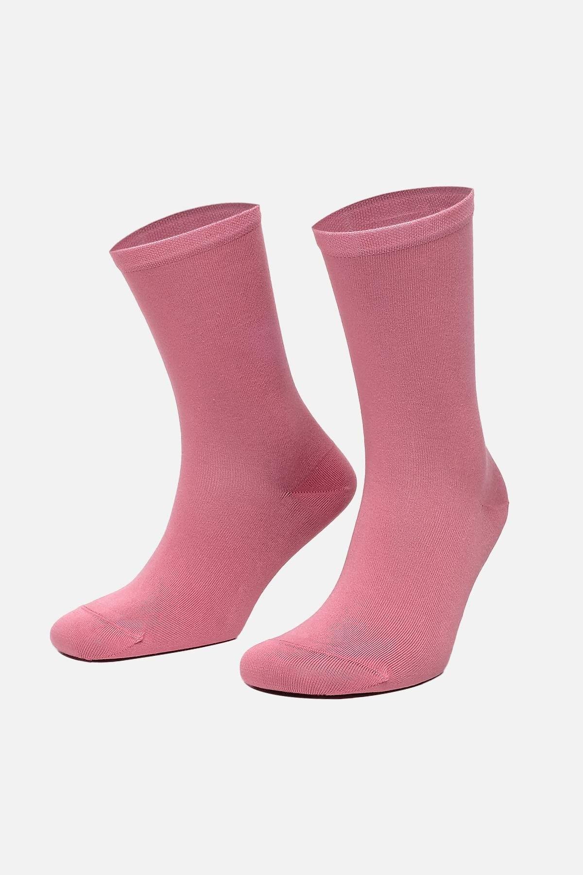 Mısırlı Kadın Organik Pamuklu Tekli Pembe Soket Çorap M 70003 P