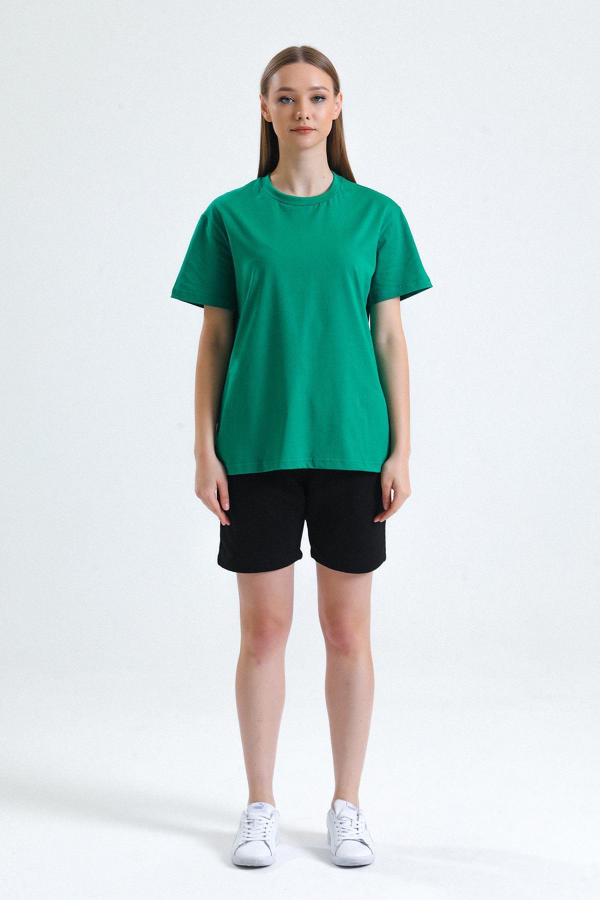 Mısırlı Kadın Pamuklu Bisiklet Yaka Yeşil Regular Fit Tişört   M KTSHIRT RF Y