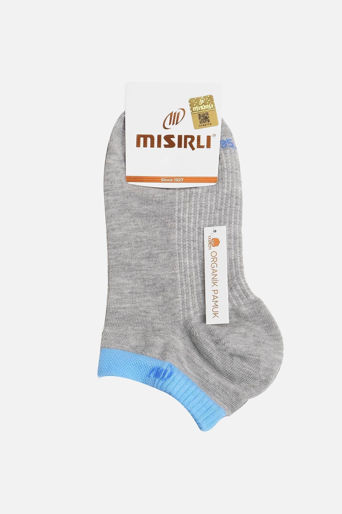 Mısırlı Kadın Pamuklu Tekli Koncu Renkli Gri Patik Çorap - M-70201-G