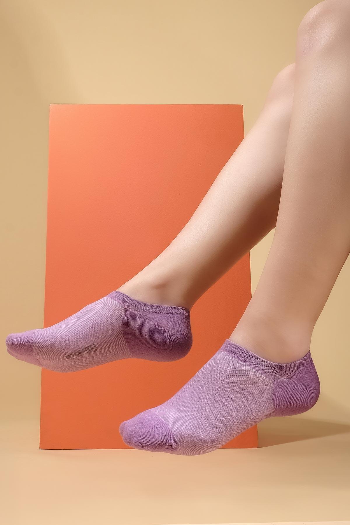 Mısırlı Kadın Pamuklu Tekli Mor Yazlık Sneaker Çorap