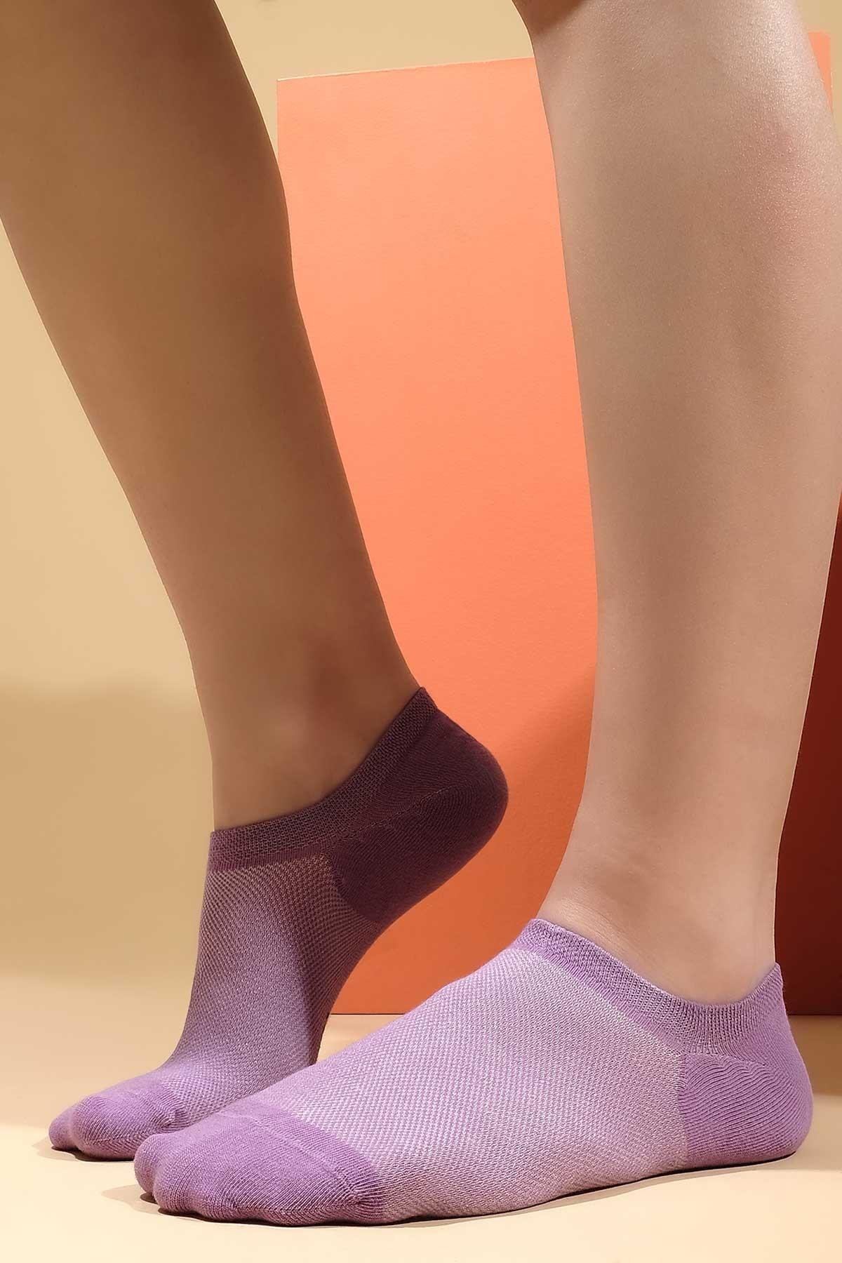Mısırlı Kadın Pamuklu Tekli Mor Yazlık Sneaker Çorap