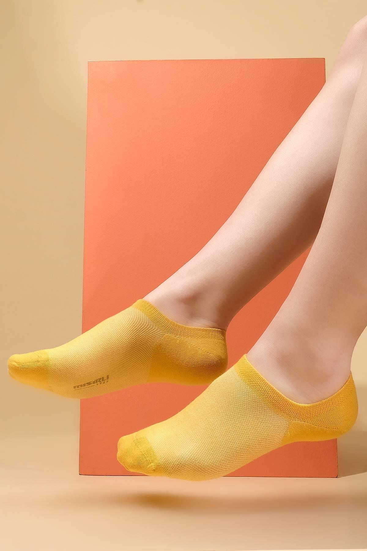 Mısırlı Kadın Pamuklu Tekli Sarı Yazlık Sneaker Çorap