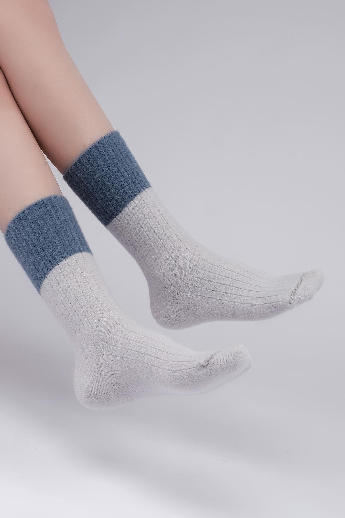 Mısırlı Kadın Soft Peluş Termal Tekli Gri Soket Çorap