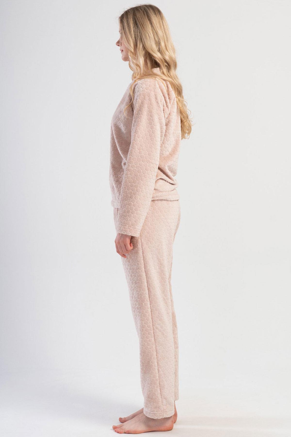 Mısırlı Kadın Welsoft Uzun Kollu Bej Pijama Takımı