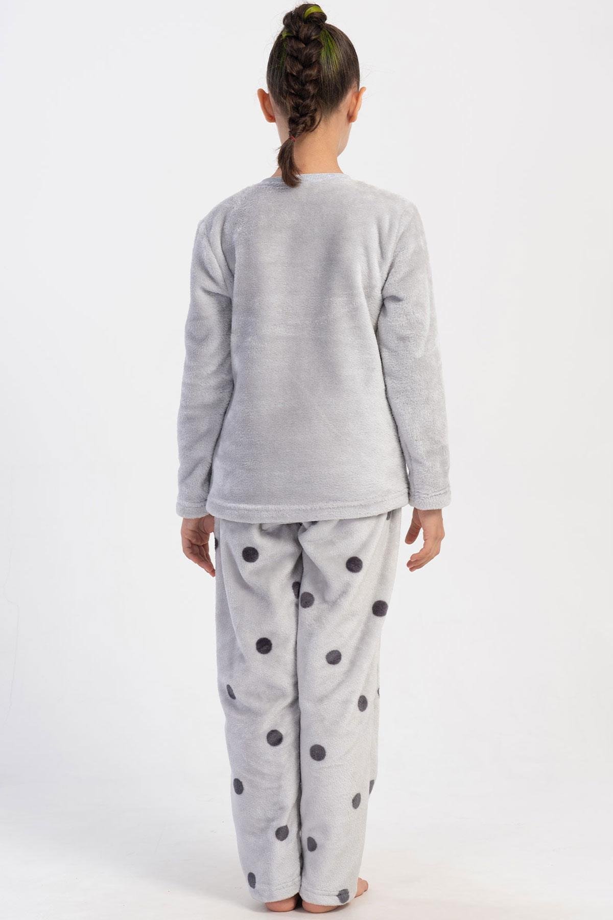 Mısırlı Kız Çocuk Welsoft Uzun Kollu Gri Pijama Takımı