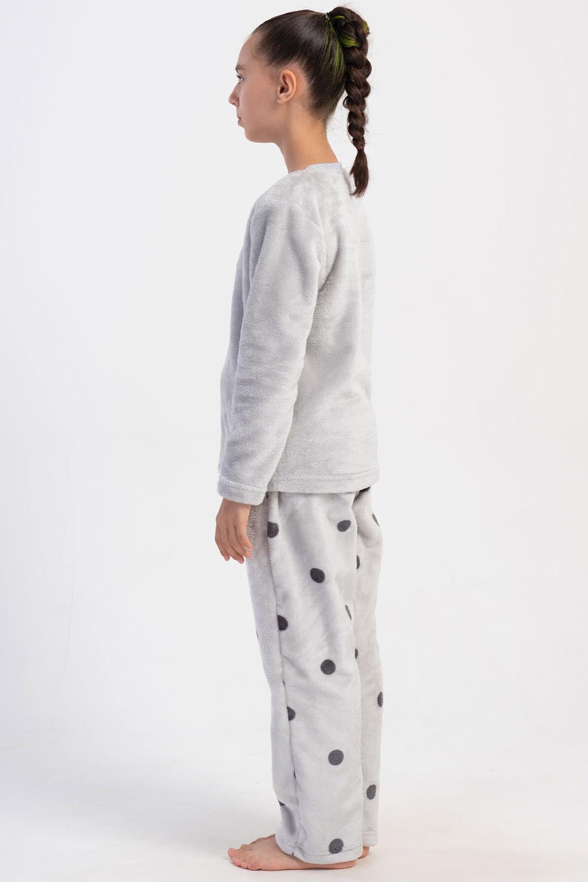Mısırlı Kız Çocuk Welsoft Uzun Kollu Gri Pijama Takımı