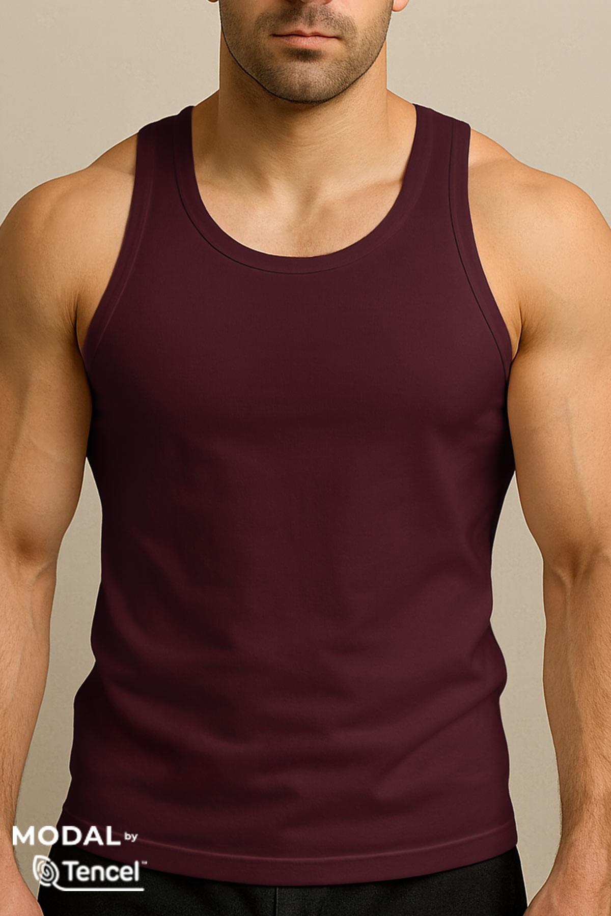 Mısırlı Modal by TENCEL HERCULES Slim Fit Basic Atlet - Bordo