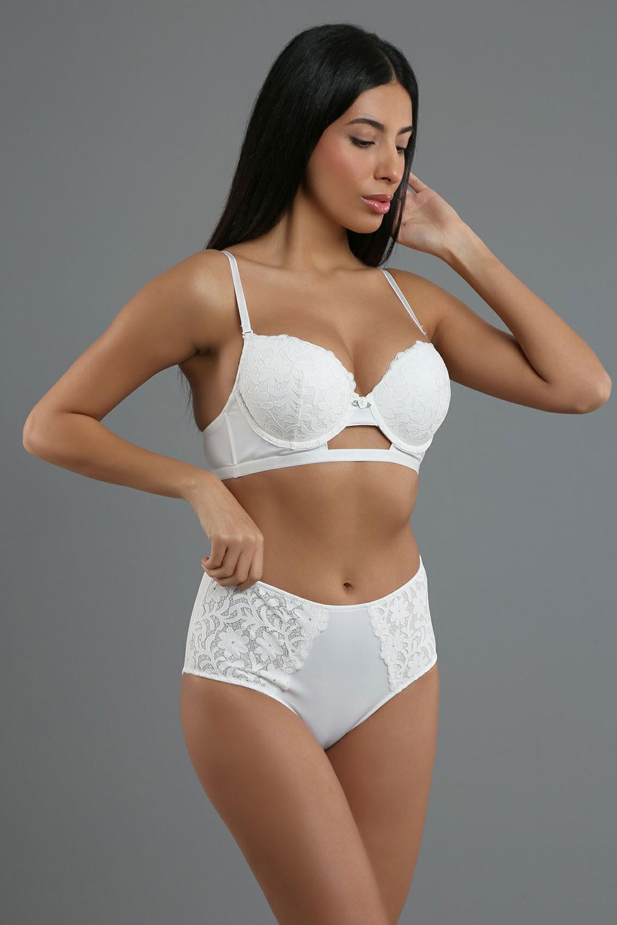 Mısırlı New Bra B Cup Ekru Sütyen Yüksek Bel Külot Takımı