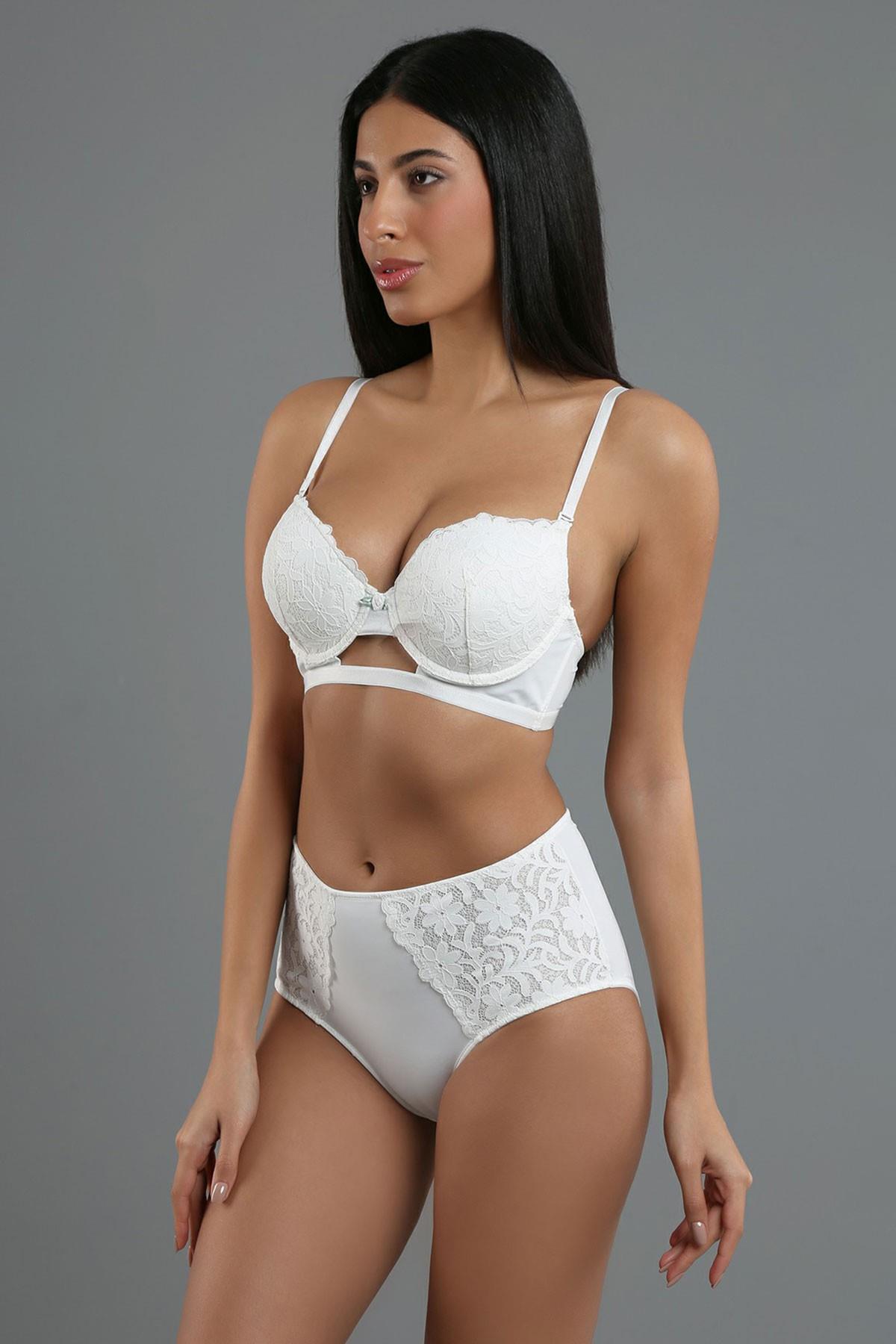 Mısırlı New Bra B Cup Ekru Sütyen Yüksek Bel Külot Takımı