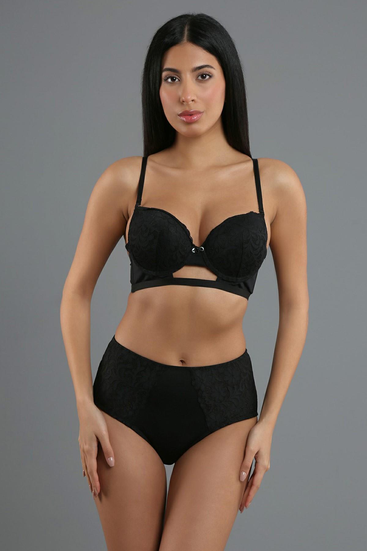 Mısırlı New Bra B Cup Siyah Sütyen Yüksek Bel Külot Takımı