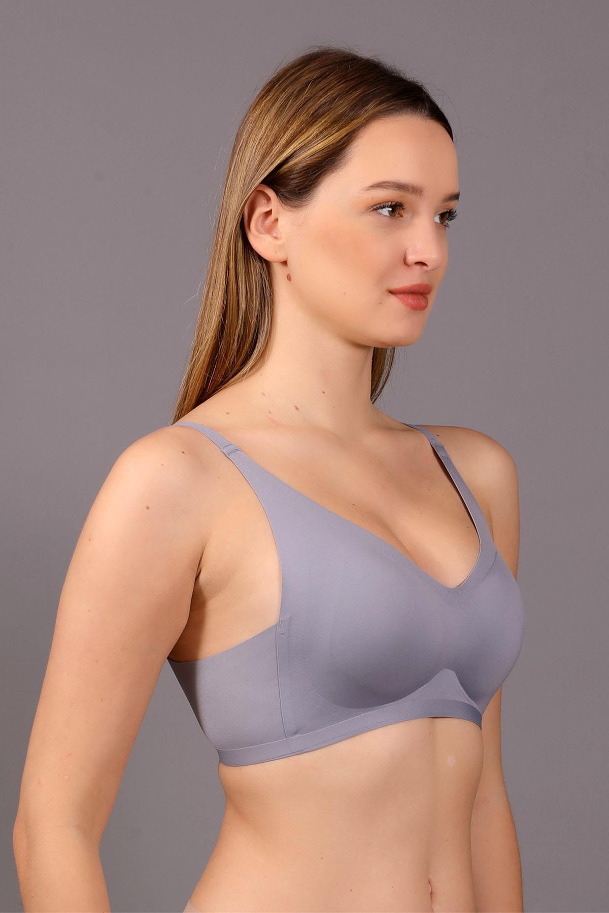 Mısırlı New Bra Desteksiz Lazer Kesim Gri Sütyen - 6120