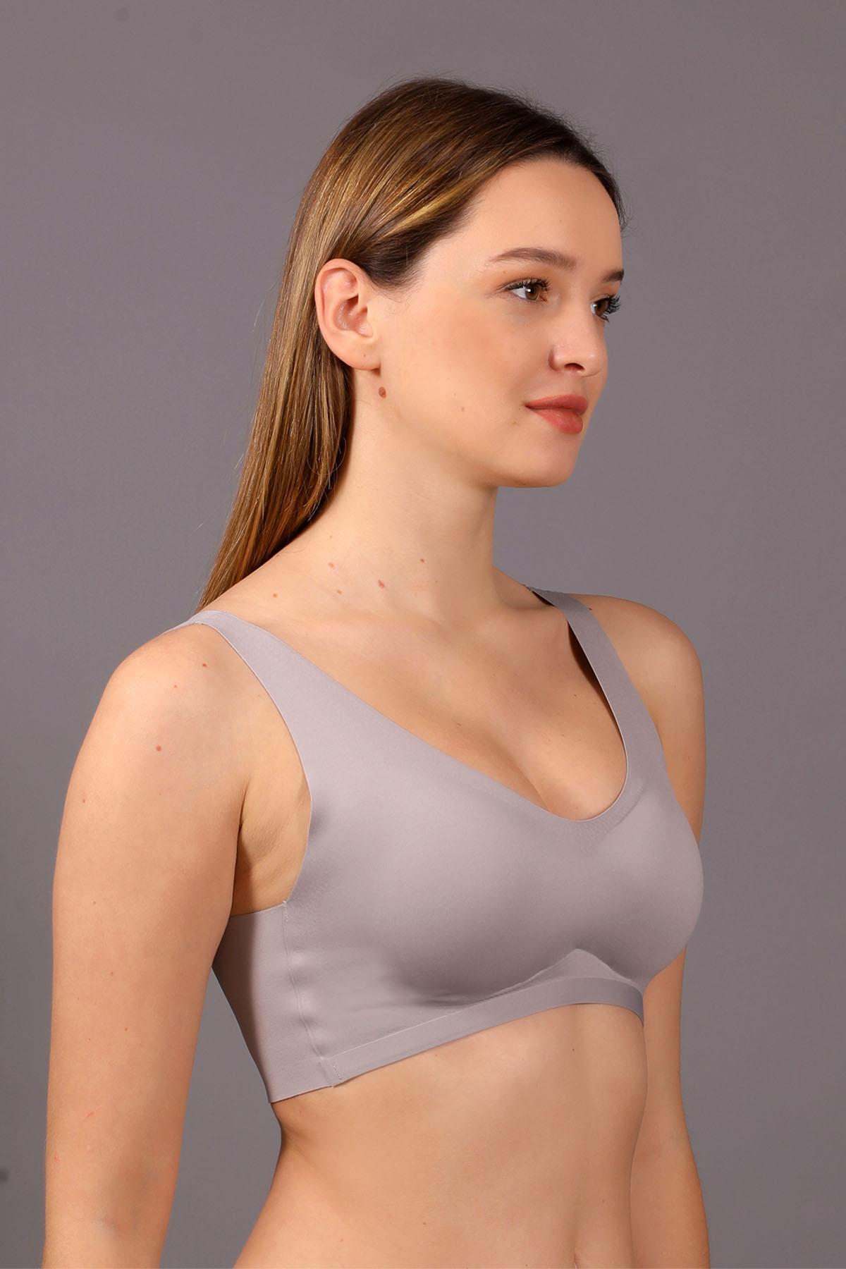 Mısırlı New Bra Desteksiz Lazer Kesim Gri Sütyen - 6125