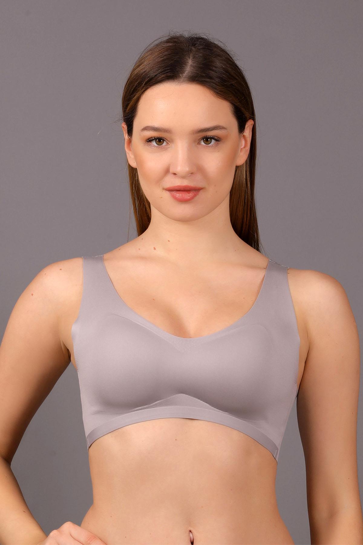 Mısırlı New Bra Desteksiz Lazer Kesim Gri Sütyen - 6125