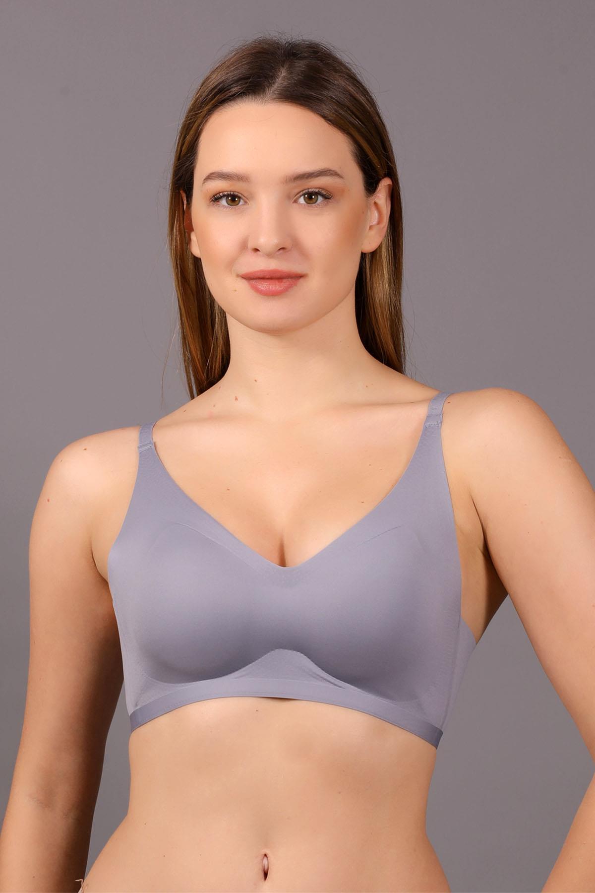 Mısırlı New Bra Desteksiz Lazer Kesim Gri Sütyen - 6120