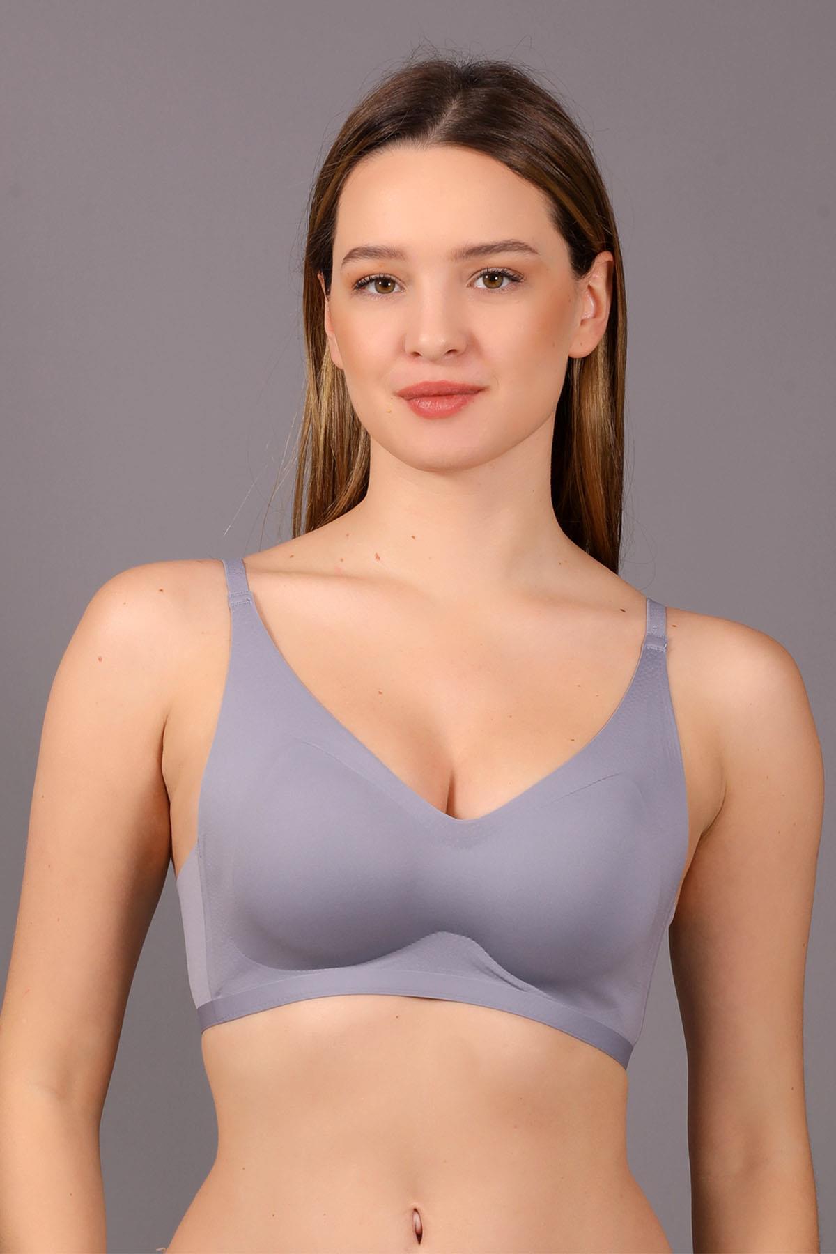 Mısırlı New Bra Desteksiz Lazer Kesim Gri Sütyen - 6120