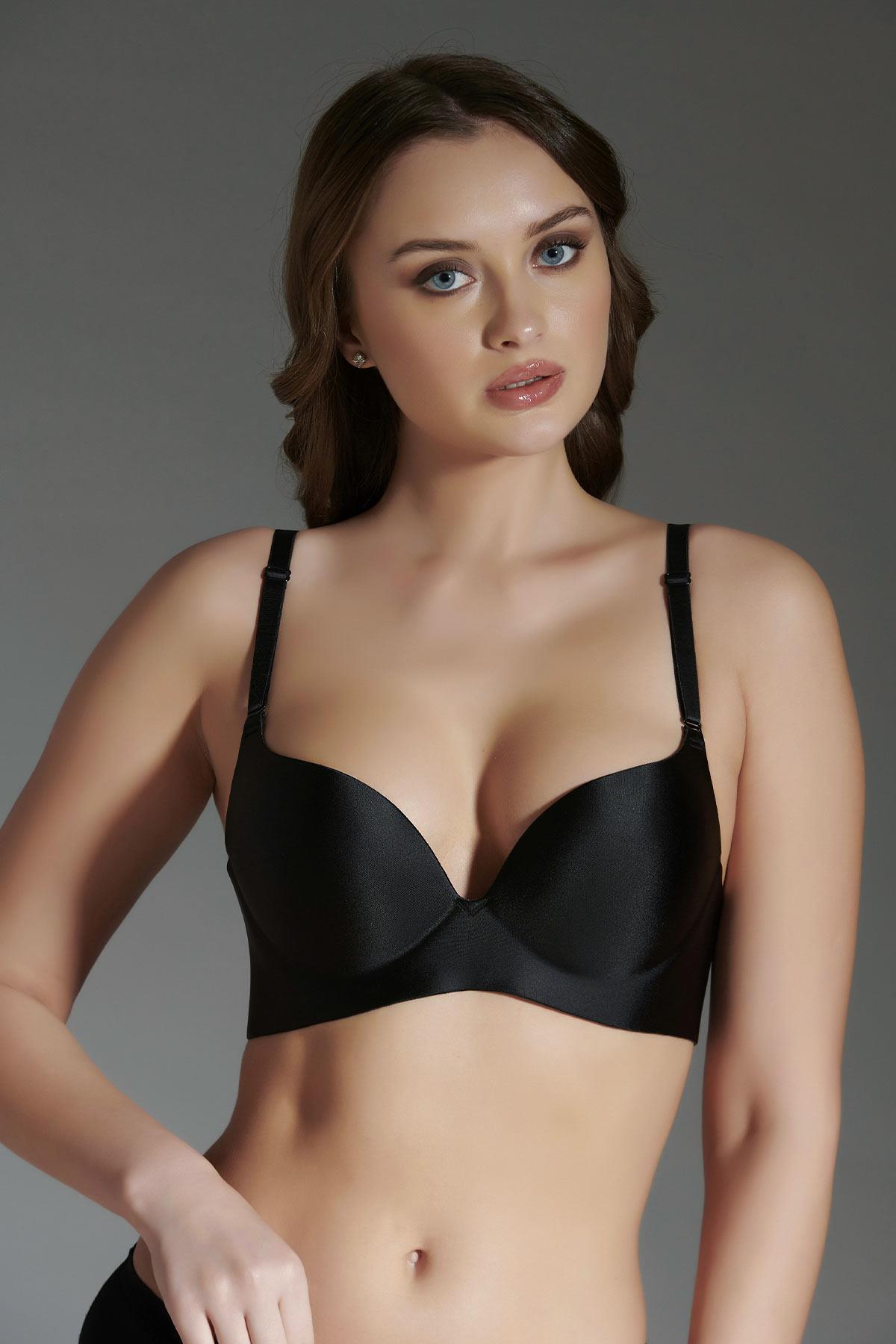 Mısırlı New Bra Desteksiz Lazer Kesim Siyah Sütyen - 6040
