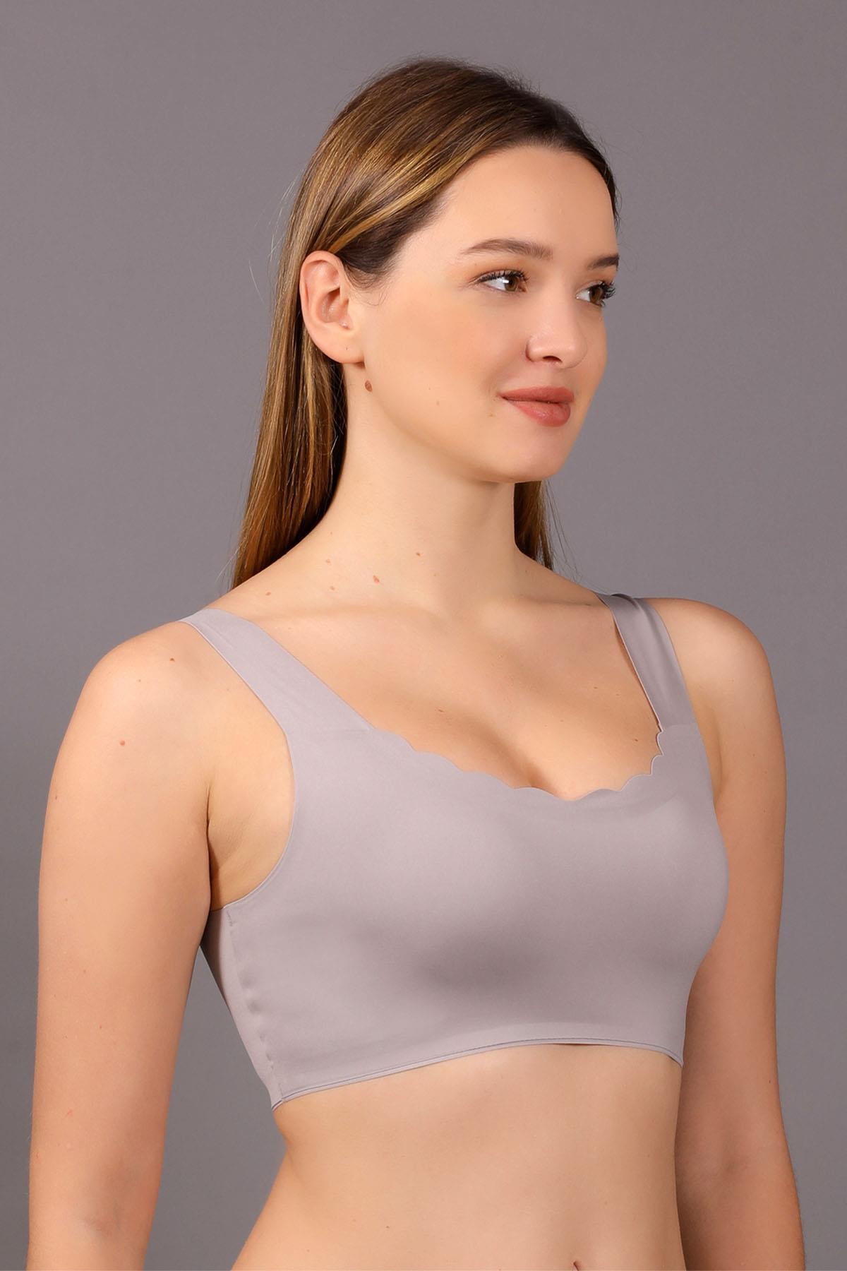 Mısırlı New Bra Desteksiz Lazer Kesim Gri Sütyen - 6130