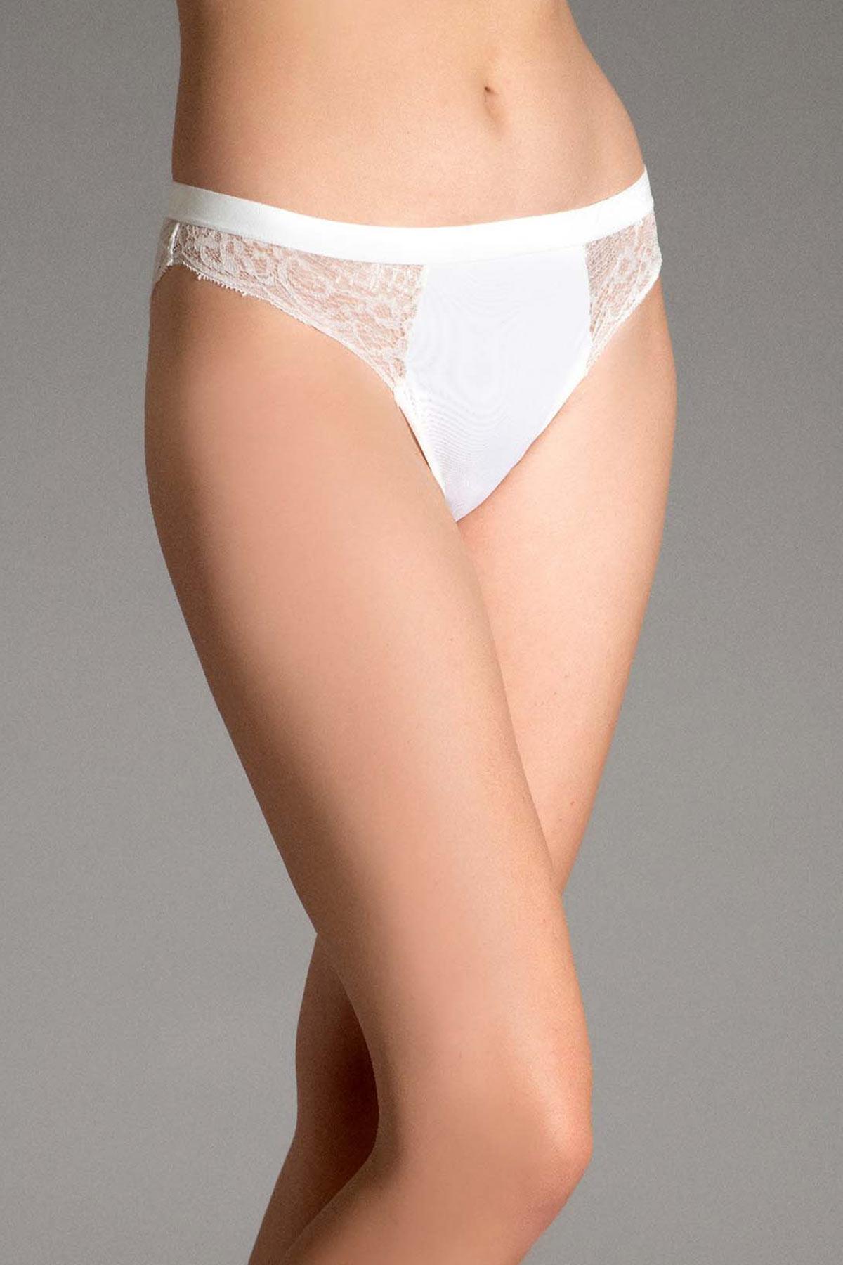 Mısırlı New Panty Likralı Dantelli Ekru Slip Külot - 9027