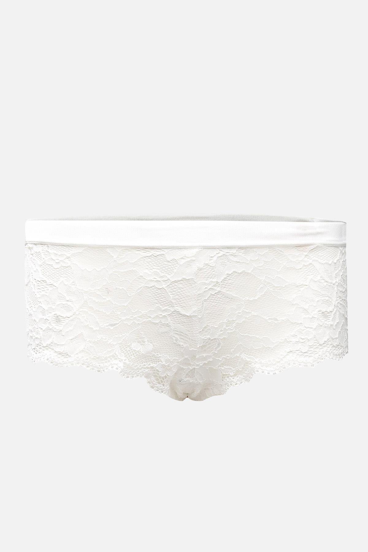 Mısırlı New Panty Likralı Dantelli Ekru Şort Külot - 9033