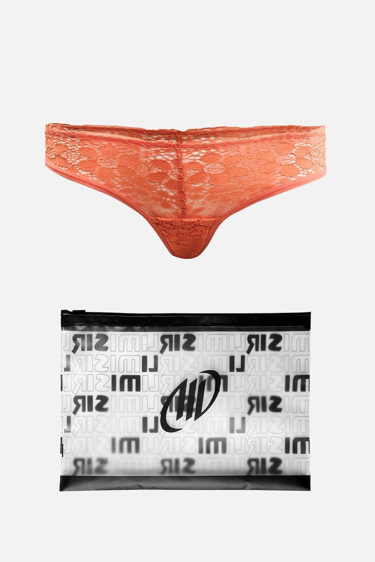 Mısırlı New Panty Likralı Dantelli Oranj Slip Külot - 9038