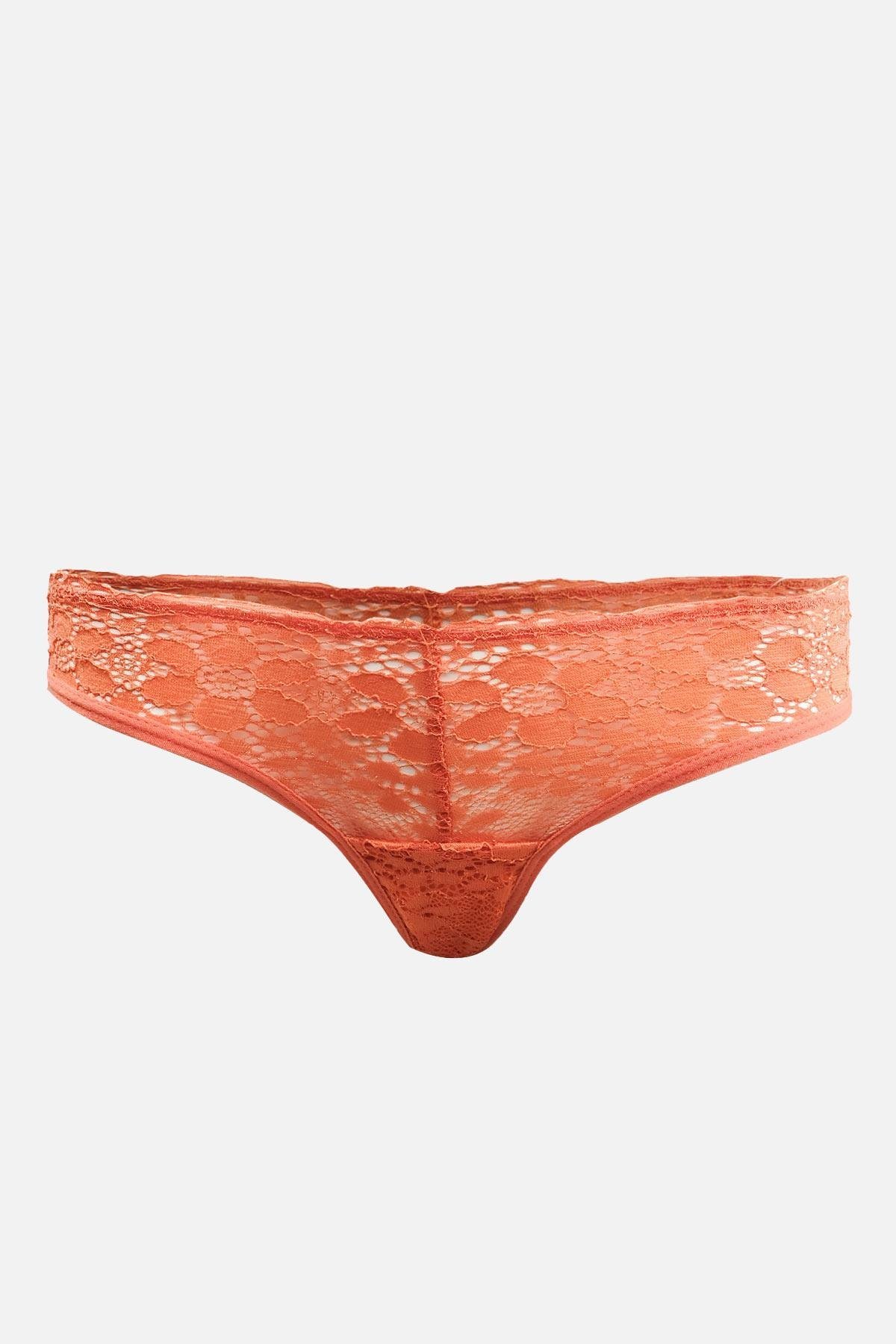 Mısırlı New Panty Likralı Dantelli Oranj Slip Külot - 9038