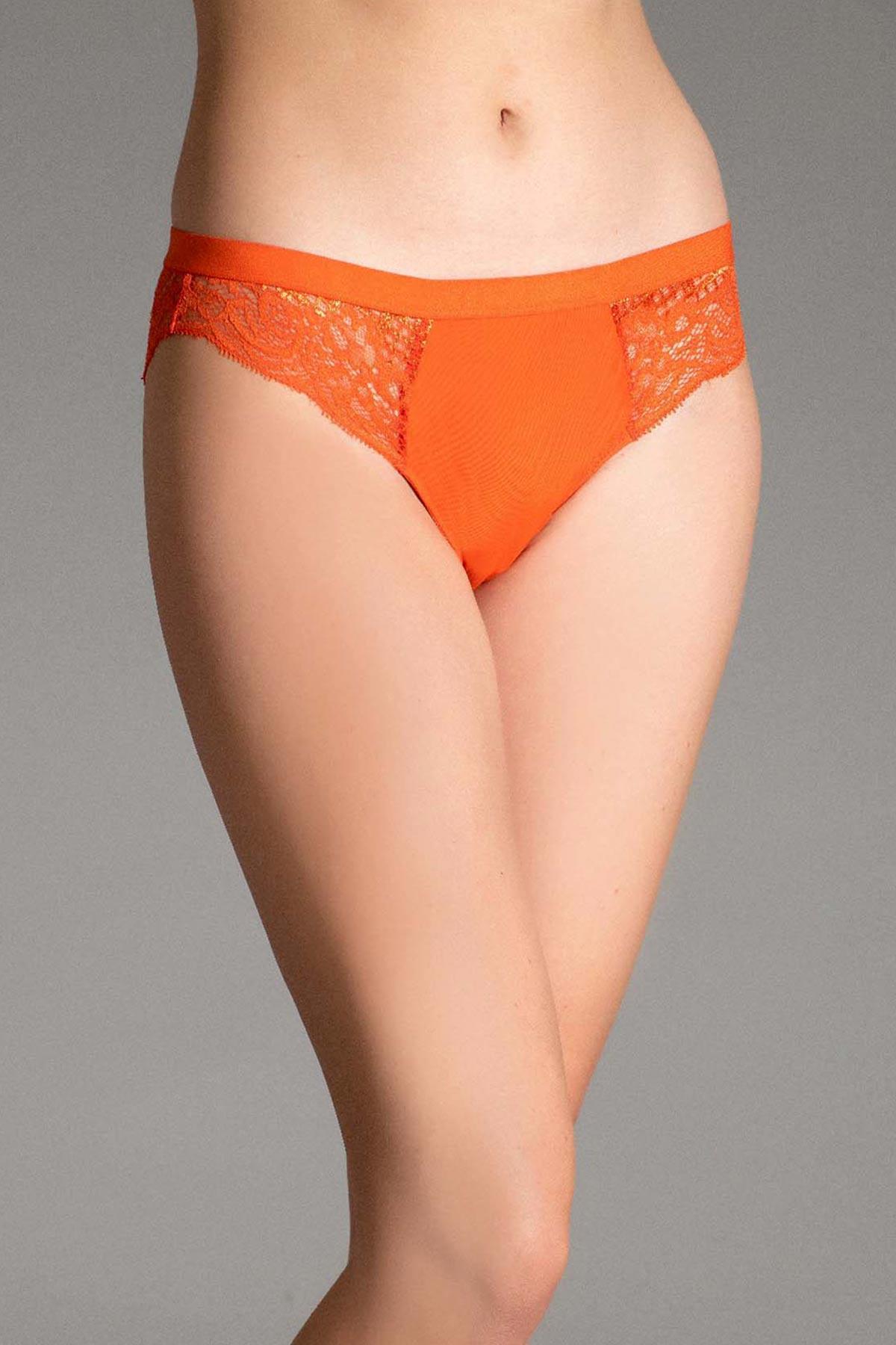 Mısırlı New Panty Likralı Dantelli Oranj Slip Külot - 9027