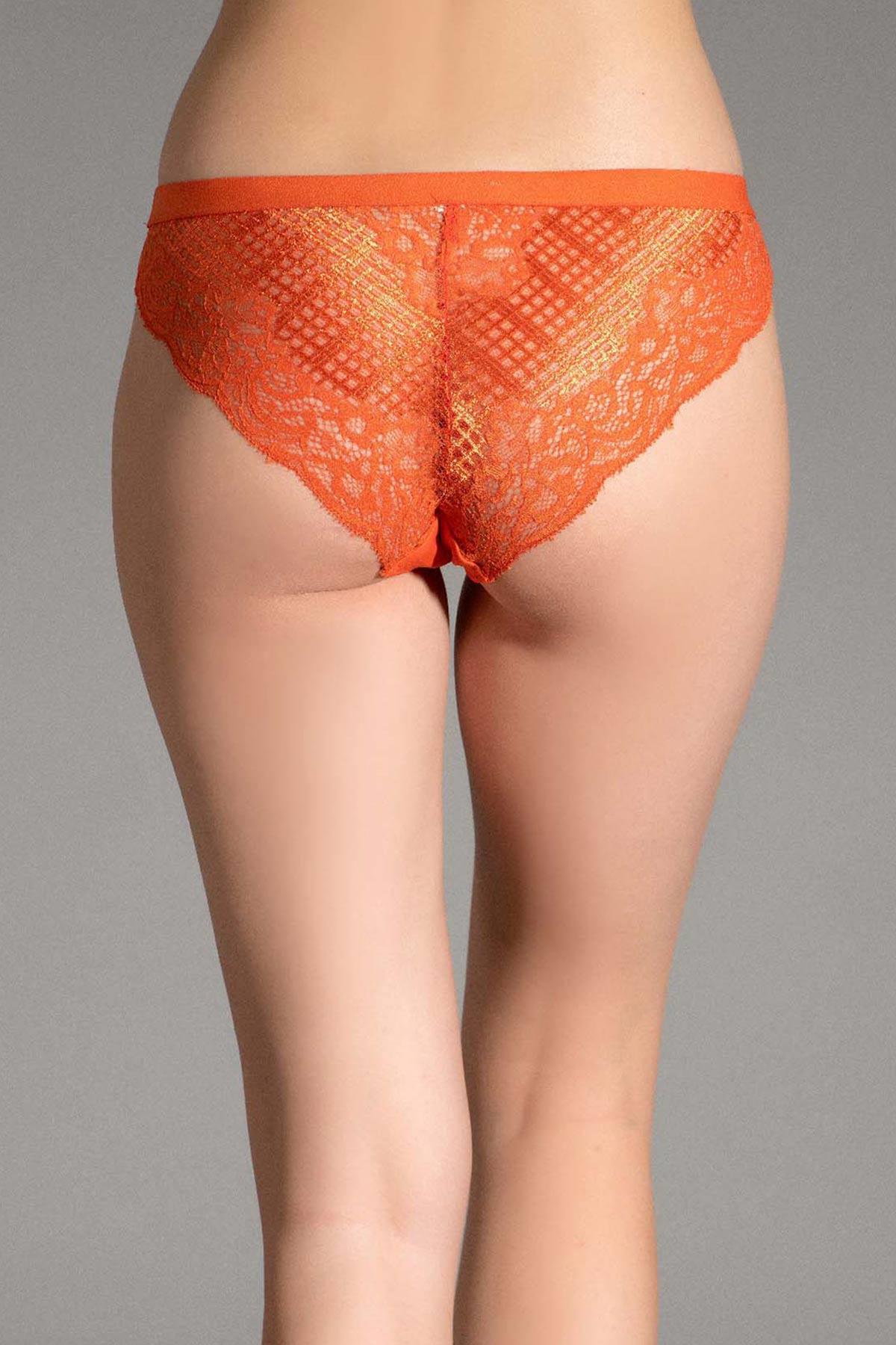 Mısırlı New Panty Likralı Dantelli Oranj Slip Külot - 9027