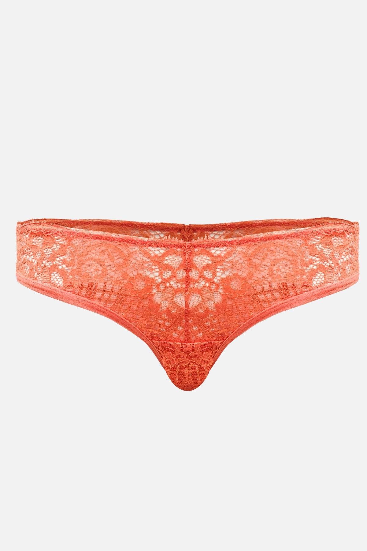 Mısırlı New Panty Likralı Dantelli Oranj Slip Külot - 9026