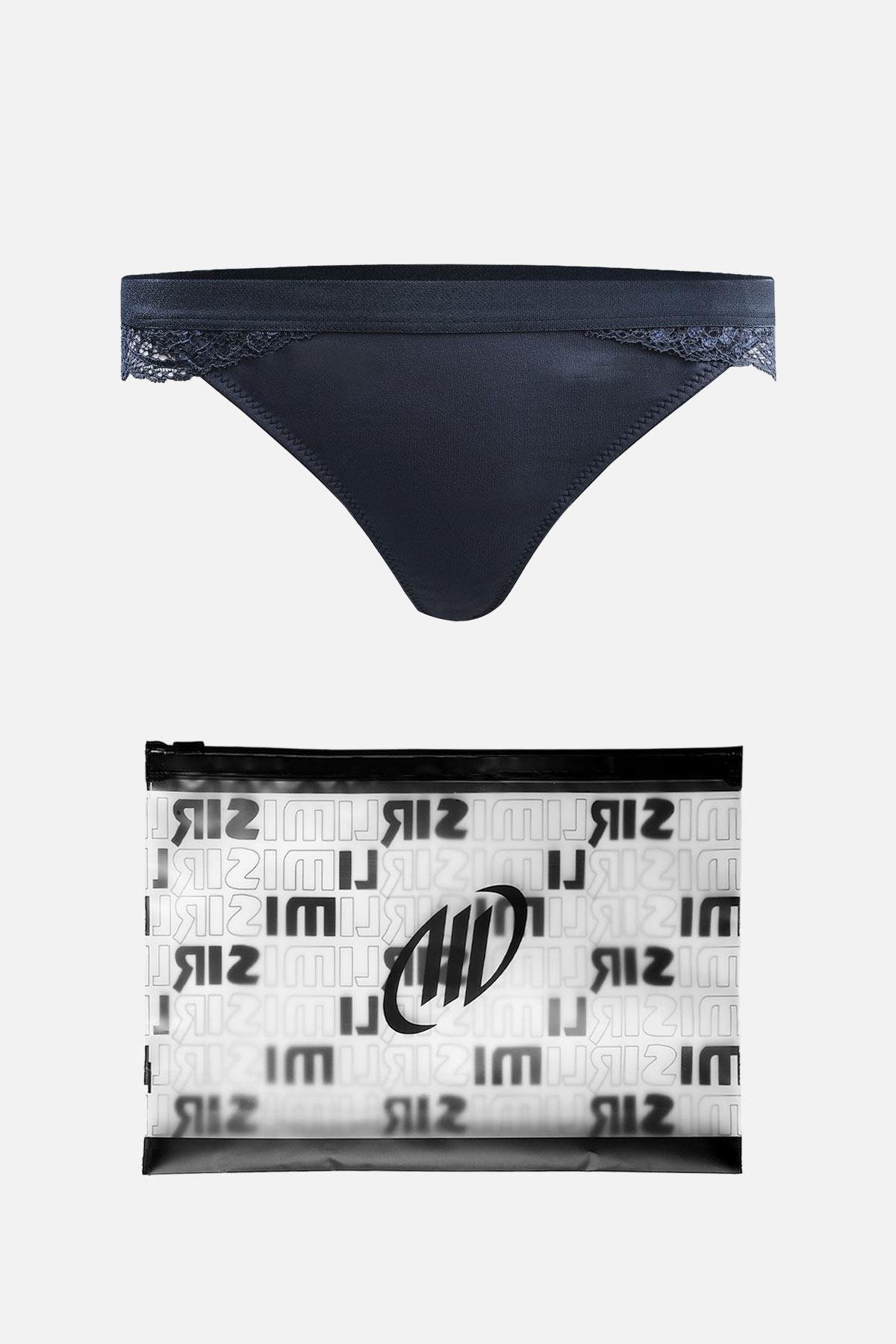 Mısırlı New Panty Likralı Dantelli Petrol String Külot - 9032