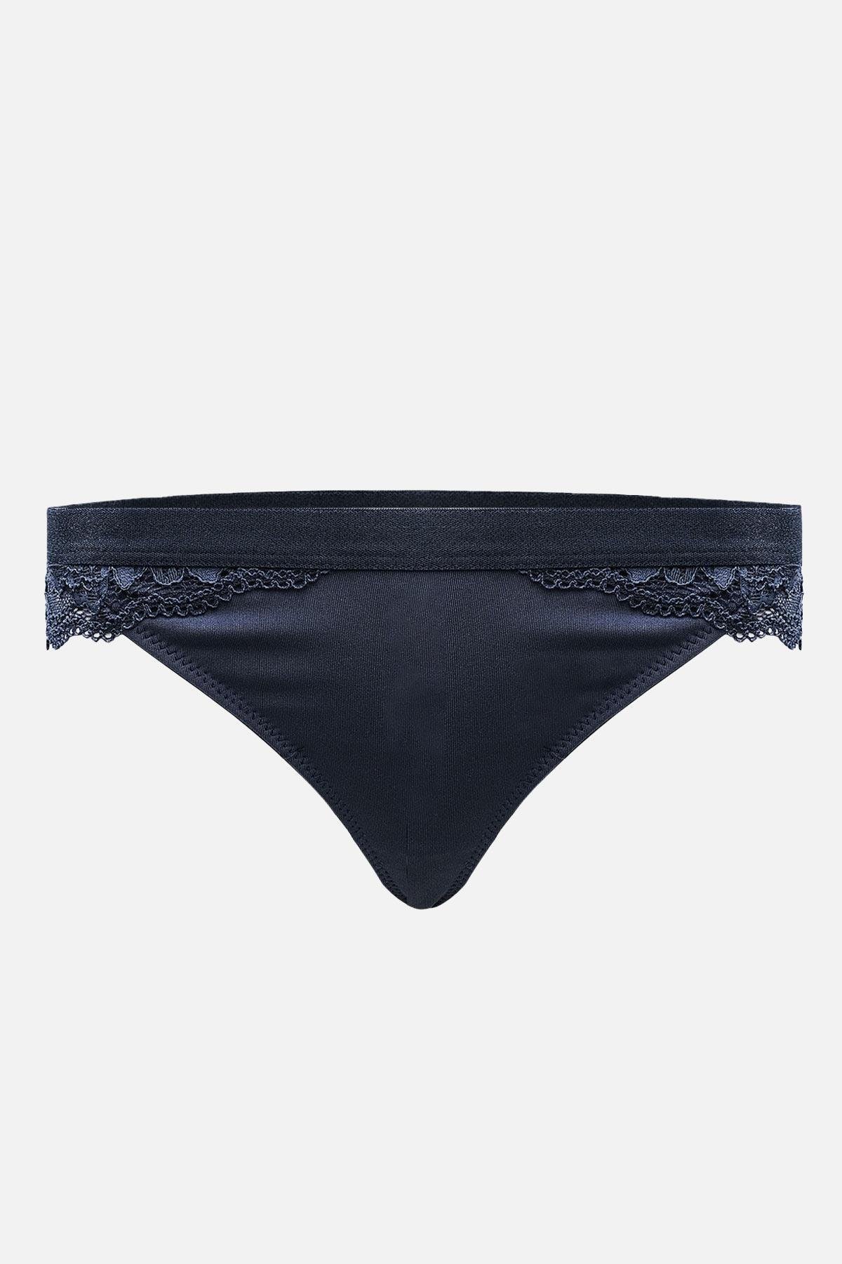Mısırlı New Panty Likralı Dantelli Petrol String Külot - 9036