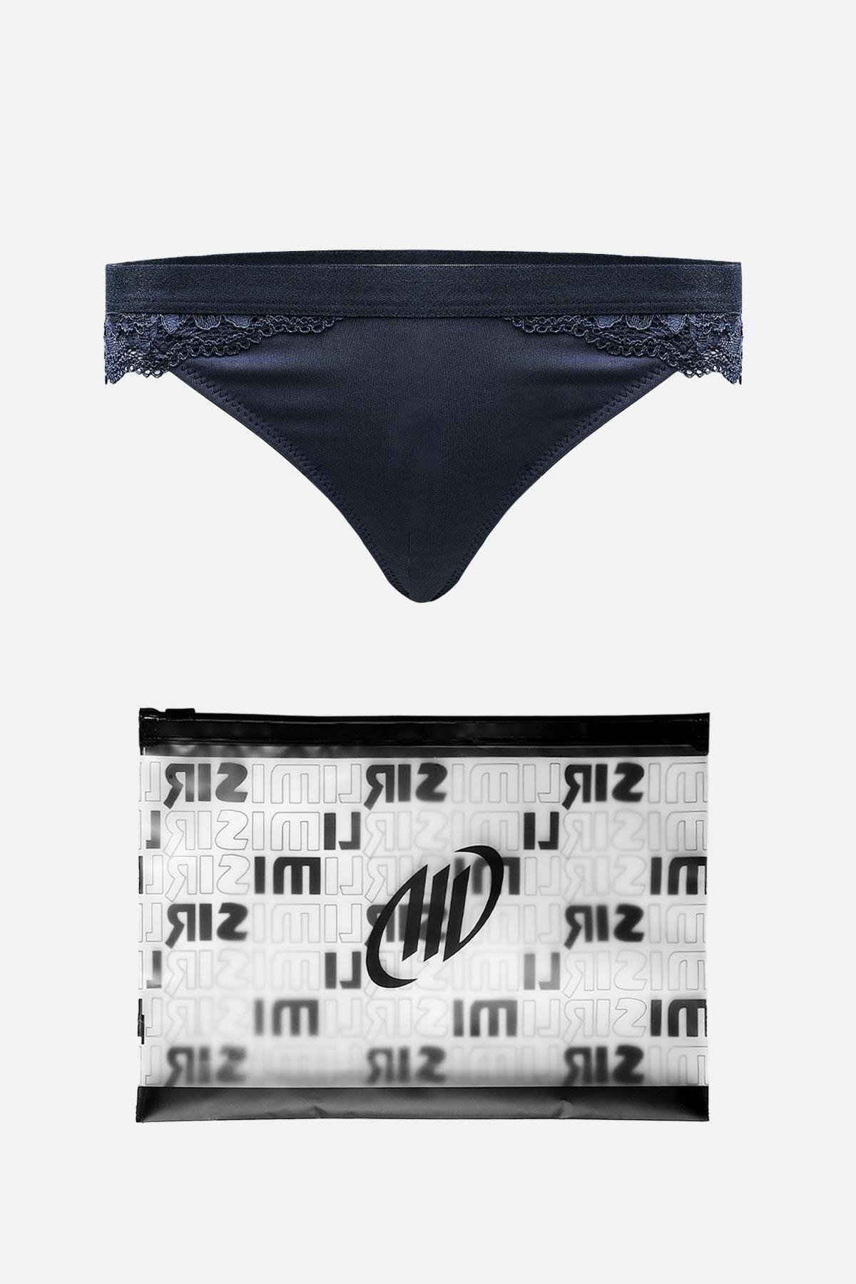 Mısırlı New Panty Likralı Dantelli Petrol String Külot - 9036