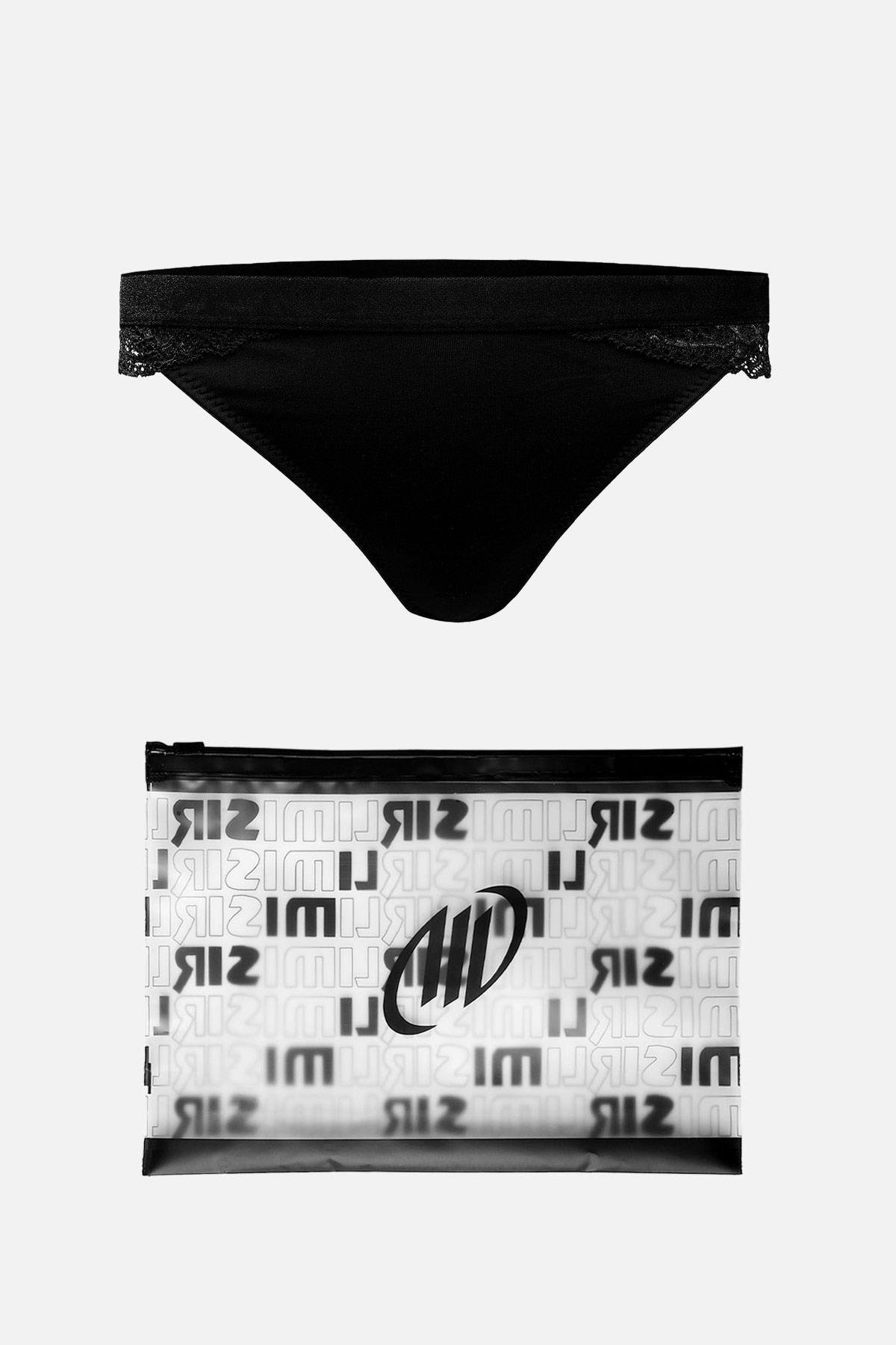 Mısırlı New Panty Likralı Dantelli Siyah String Külot - 9032