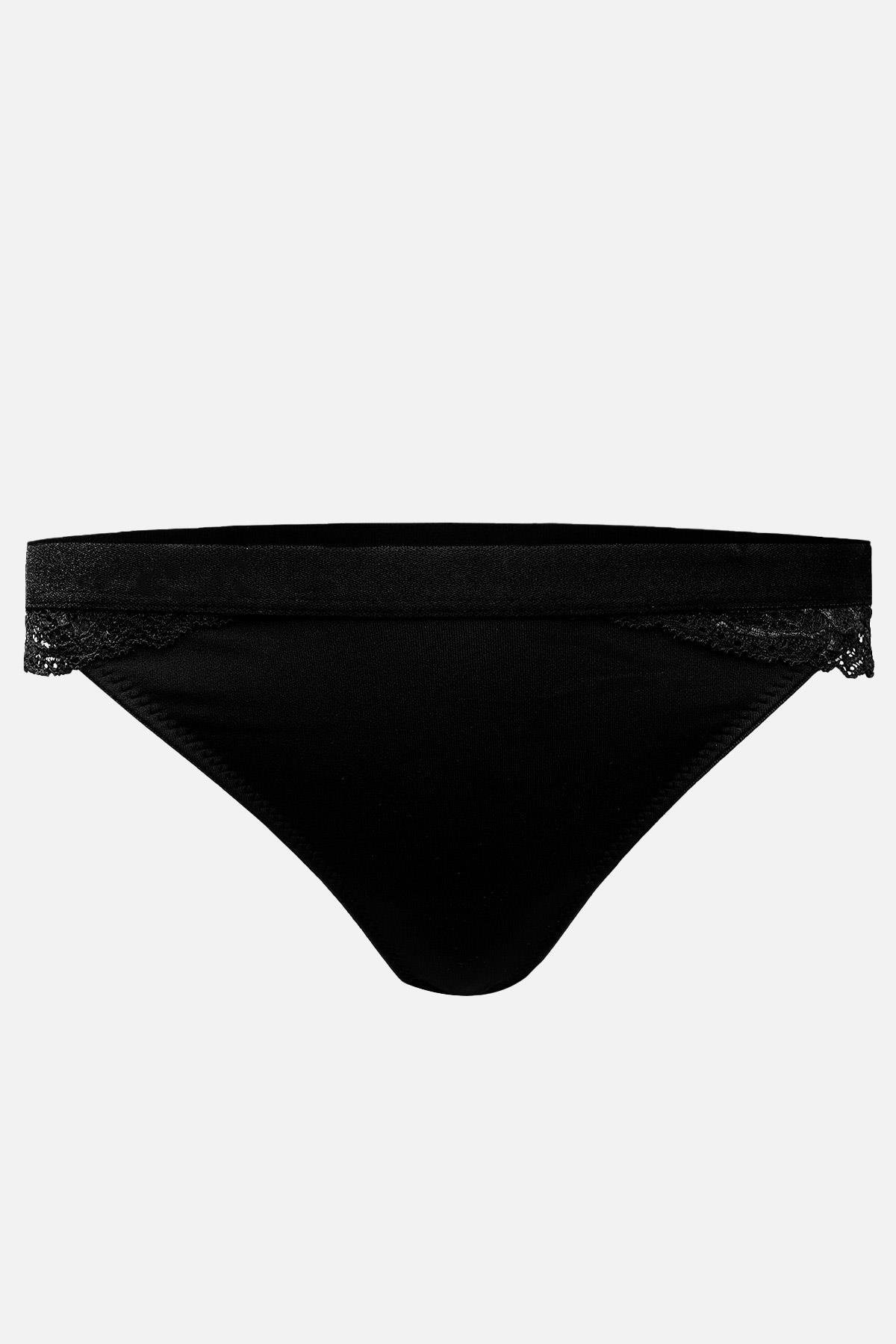 Mısırlı New Panty Likralı Dantelli Siyah String Külot - 9032