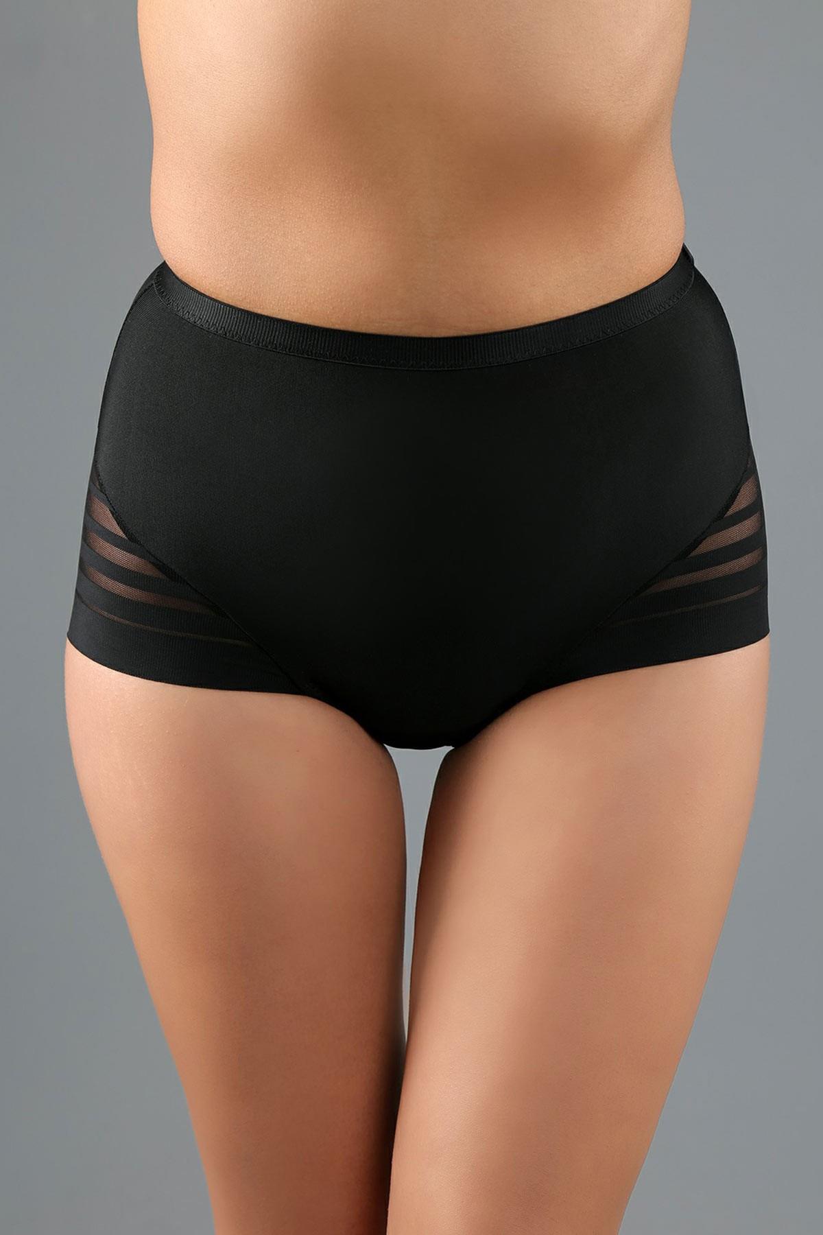 Mısırlı New Panty Mikro Kumaş Siyah Yüksek Bel Korseli Külot - 9301