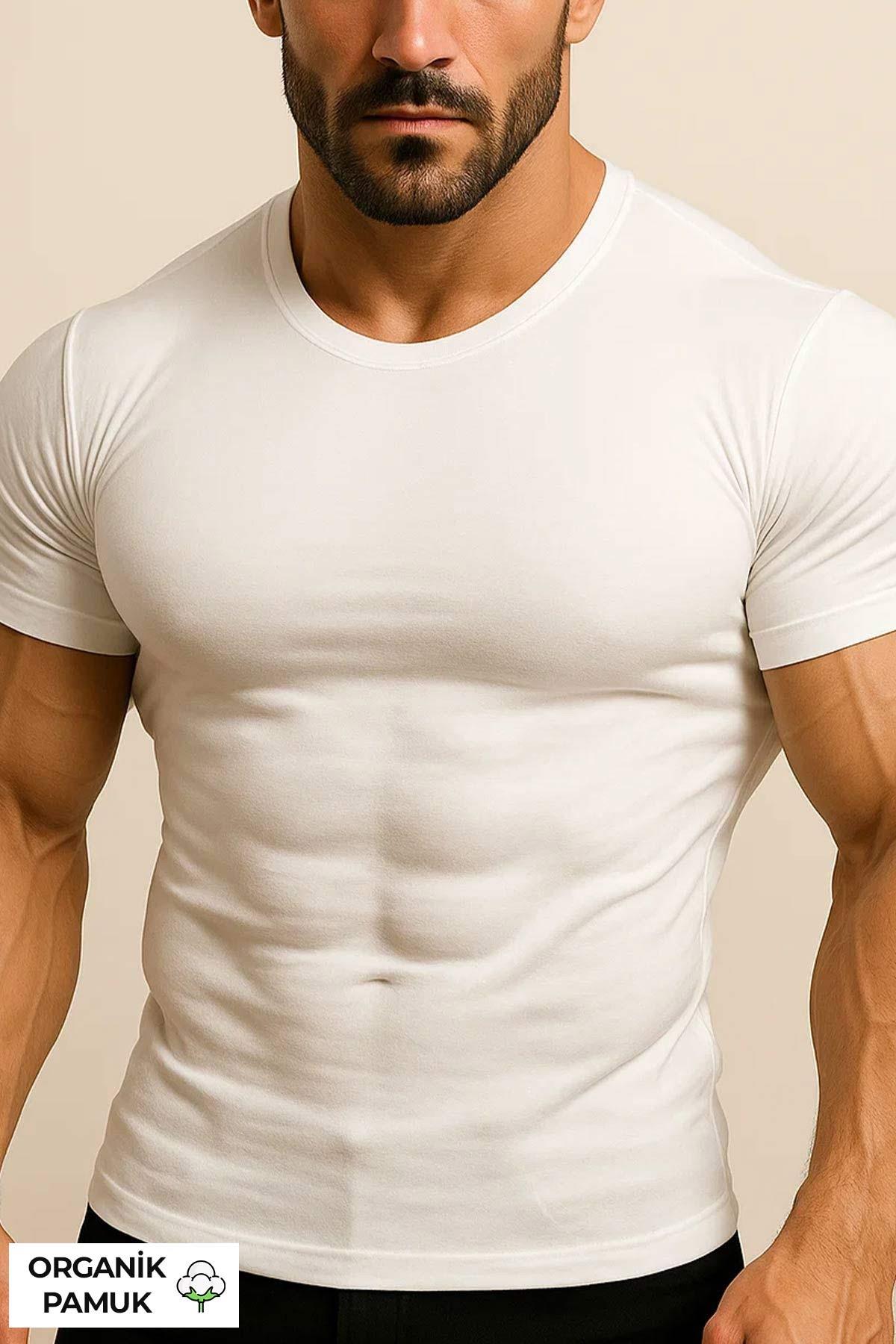 MISIRLI ORGANIC Pamuklu HERCULES Bisiklet Yaka Beyaz Fanila