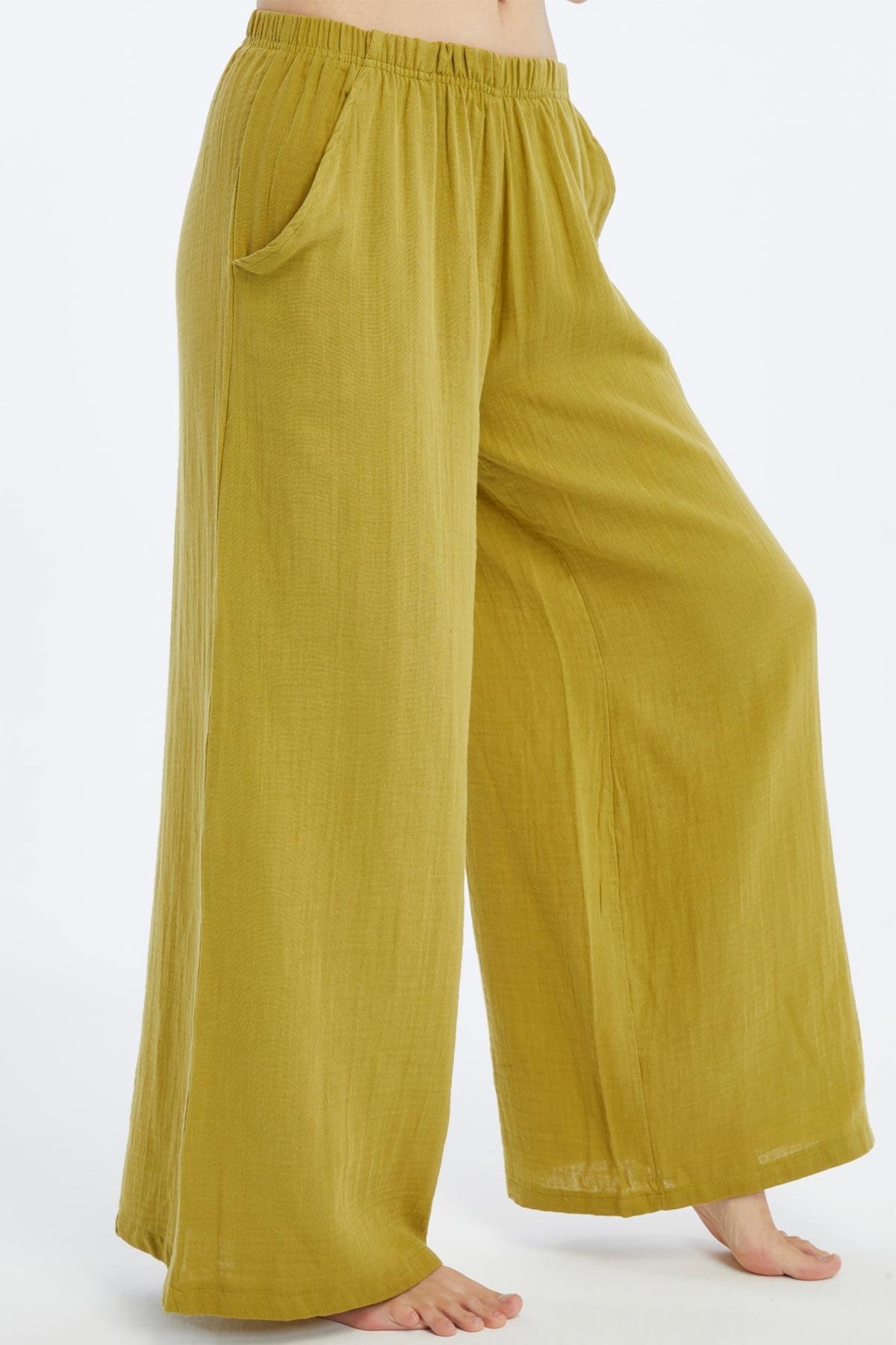 Mısırlı Pamuklu Müslin Yeşil Pantolon - TM02C