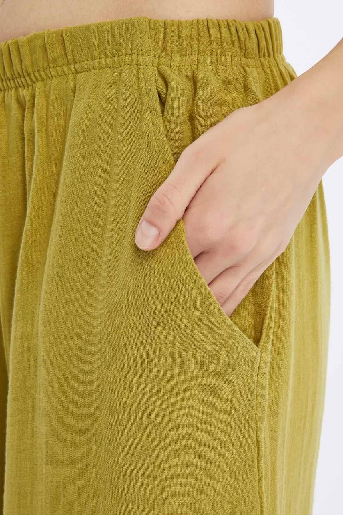 Mısırlı Pamuklu Müslin Yeşil Pantolon - TM02C