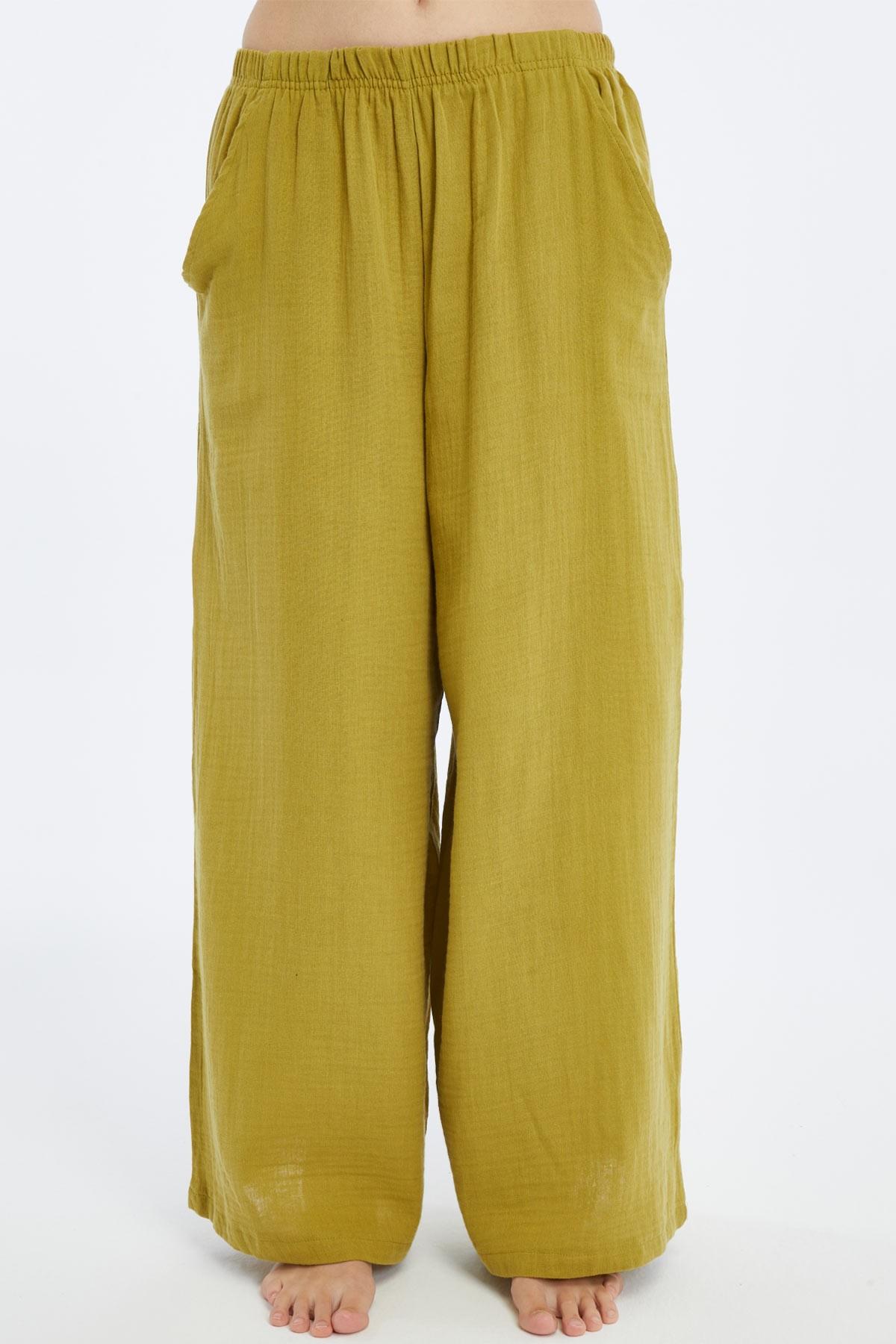 Mısırlı Pamuklu Müslin Yeşil Pantolon - TM02C