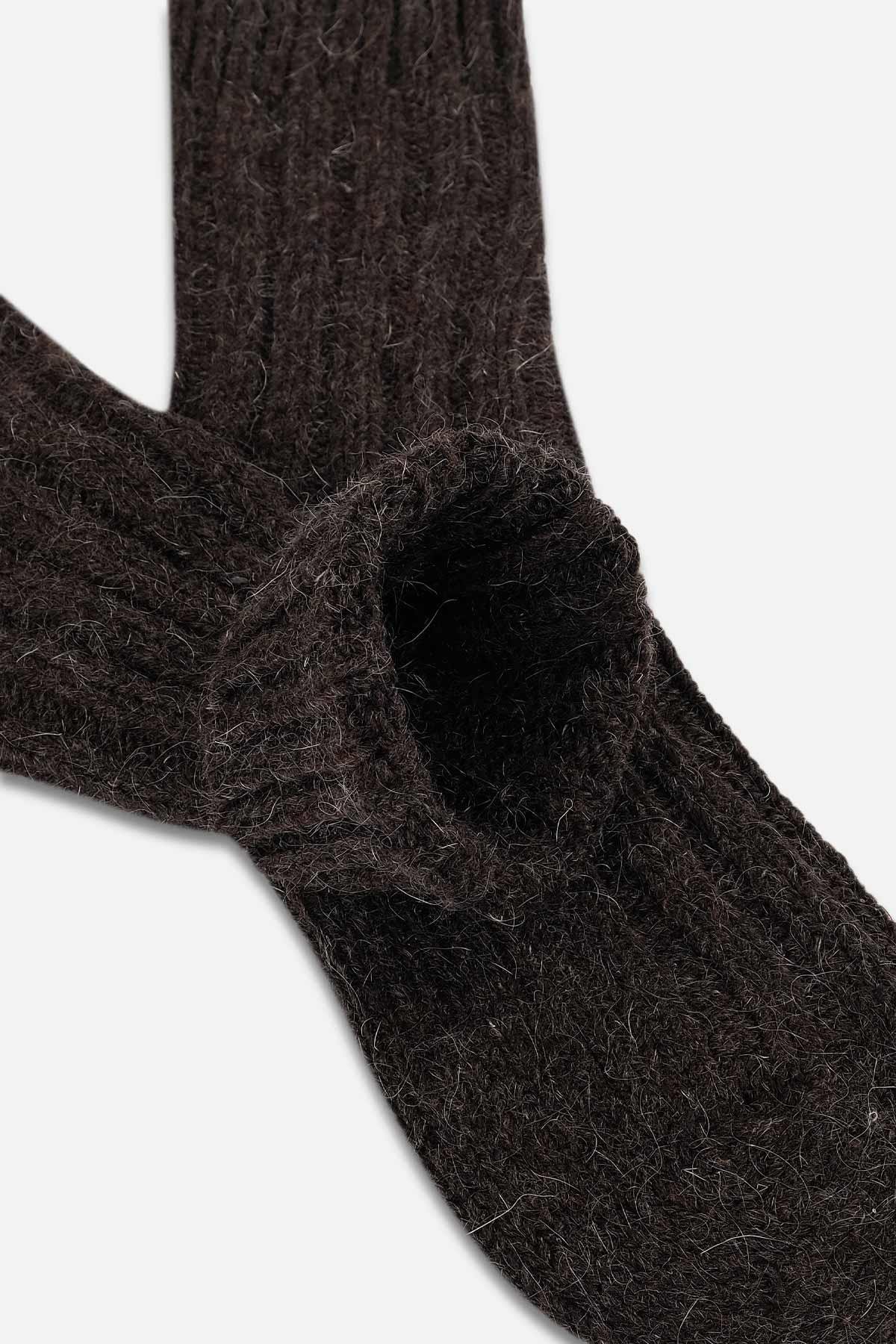 Mısırlı Unisex 5 Kat Alpaka Yünü Kışlık Tekli Kahverengi Soket Çorap - M-3094-K