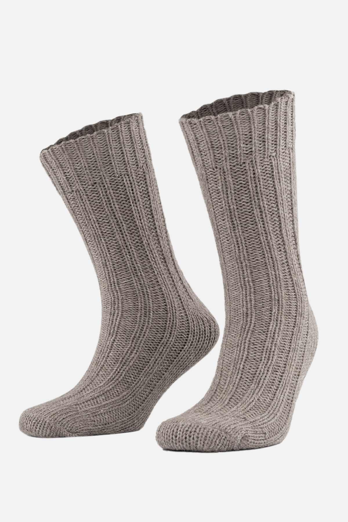 Mısırlı Unisex 5 Kat Alpaka Yünü Kışlık Tekli Bej Soket Çorap M 3094 B