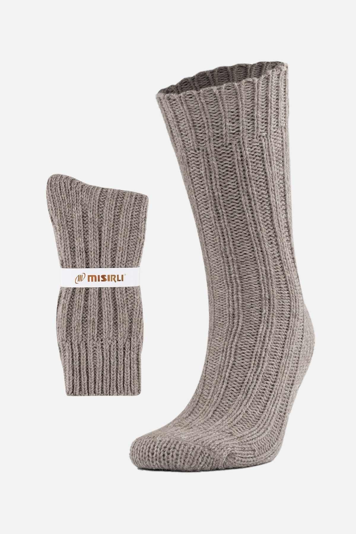 Mısırlı Unisex 5 Kat Alpaka Yünü Kışlık Tekli Bej Soket Çorap M 3094 B