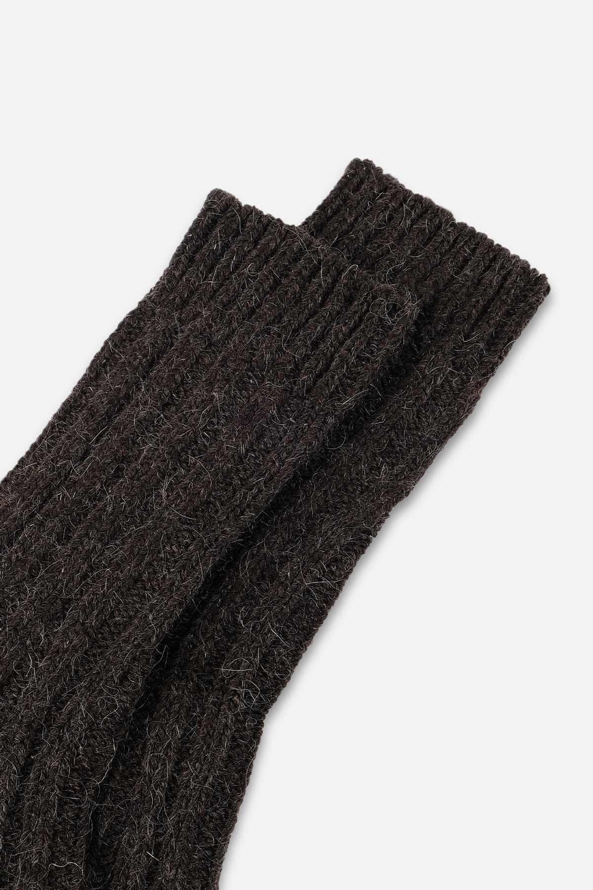 Mısırlı Unisex 5 Kat Alpaka Yünü Kışlık Tekli Kahverengi Soket Çorap - M-3094-K