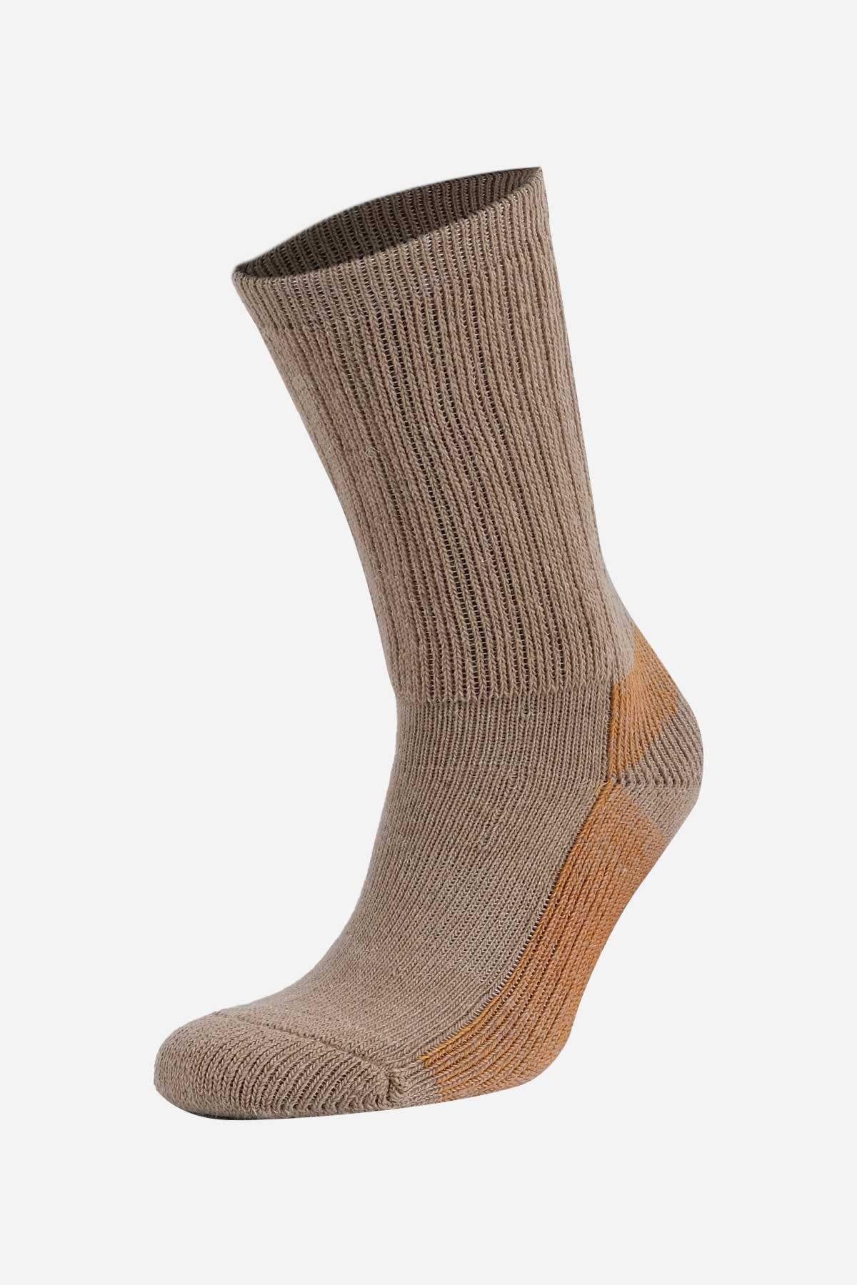 Mısırlı Unisex Alpaka Yünü Havlu Kışlık Bej/Oranj Soket Çorap   M 6005 BO