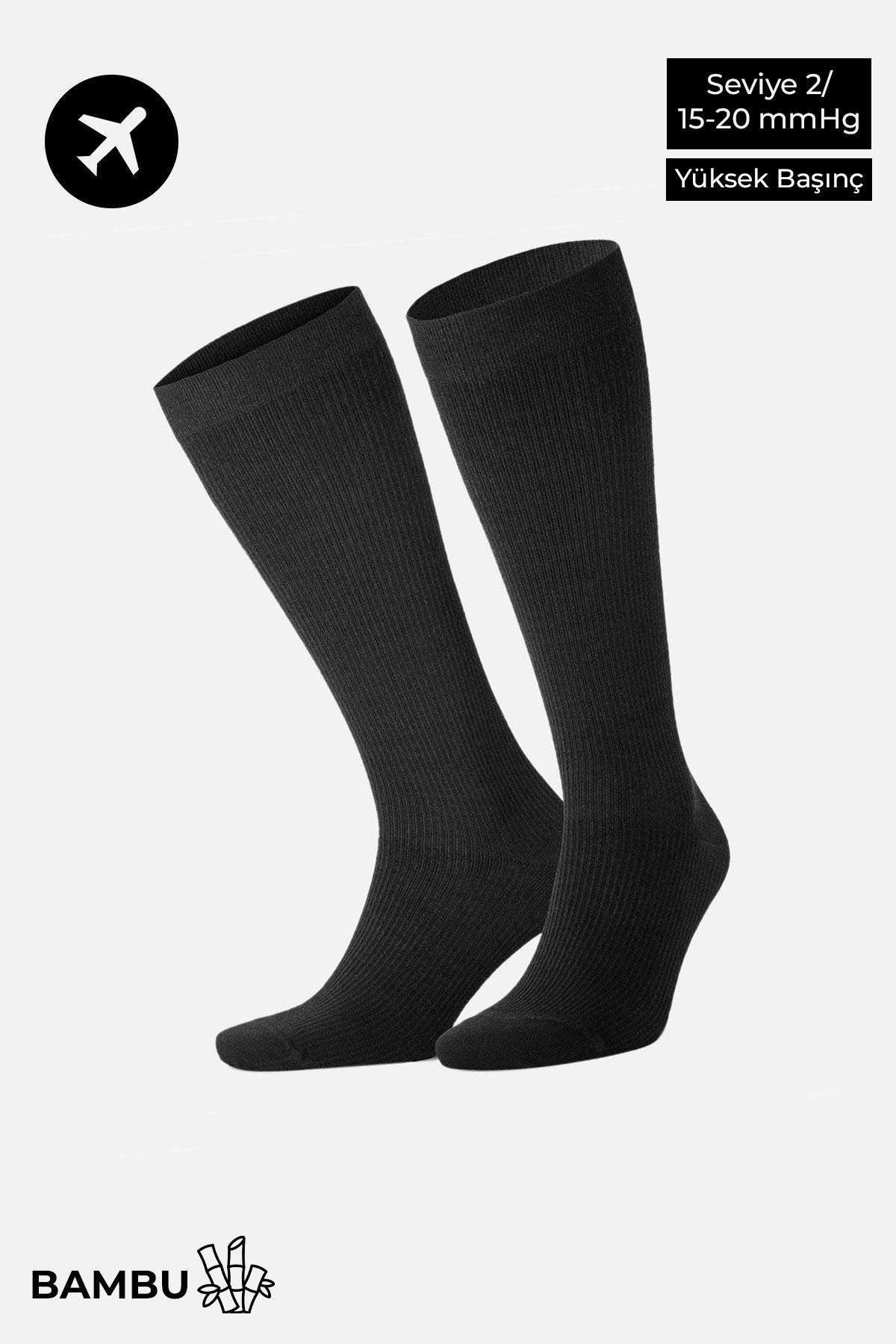 Mısırlı Unisex Bambu Siyah Özel Sıkılaştırıcı Teknolojiyle Uçuş ve Pilot Çorabı
