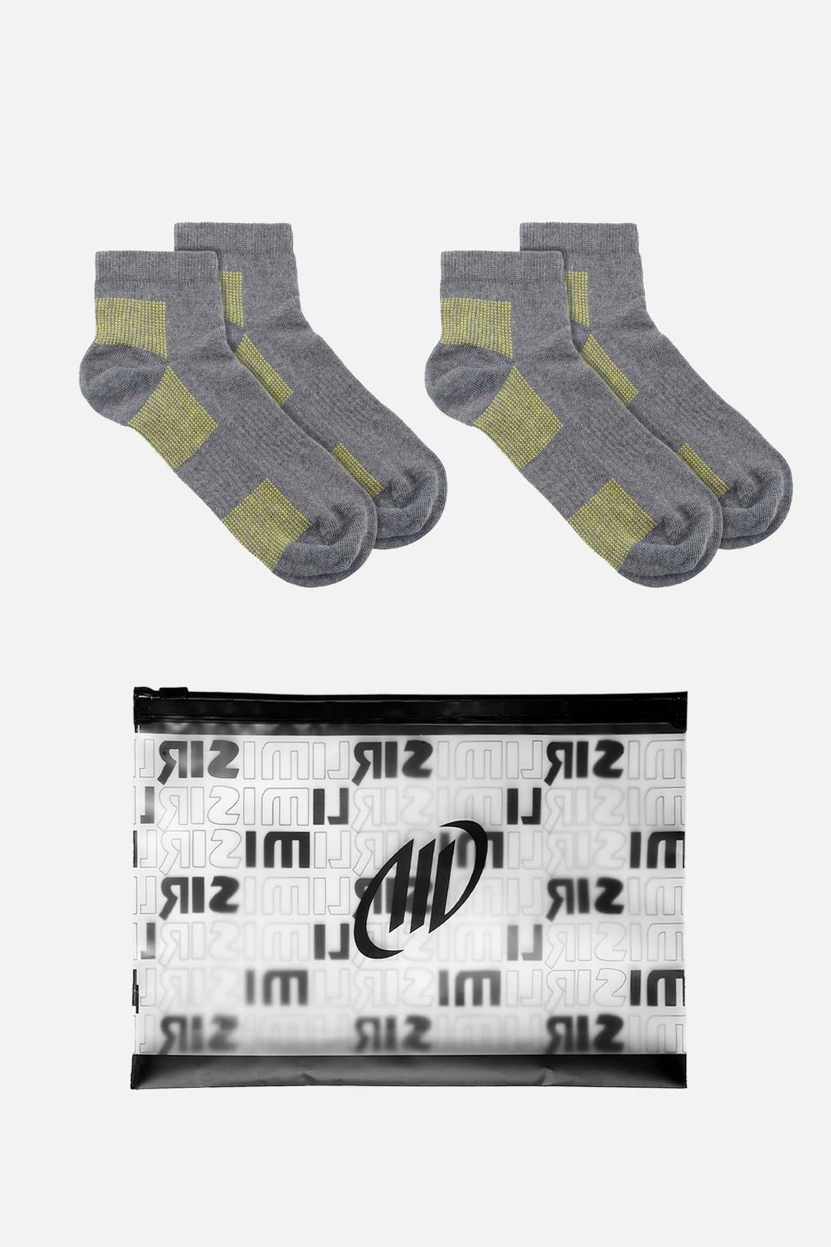 Mısırlı Unisex Coolmax 2 Çift Gri Özel Paketli Kısa Konç Çorap   M CMAX GG
