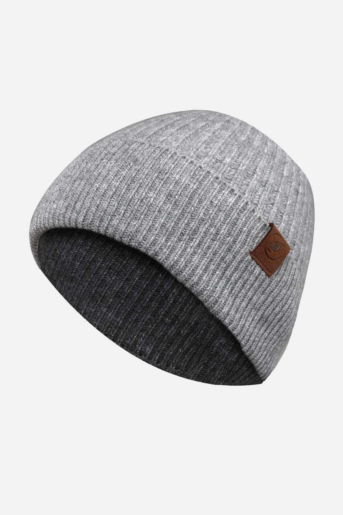 Mısırlı Unisex Kuzu Yünü (Lambswool) Katlamalı Açık Gri Bere